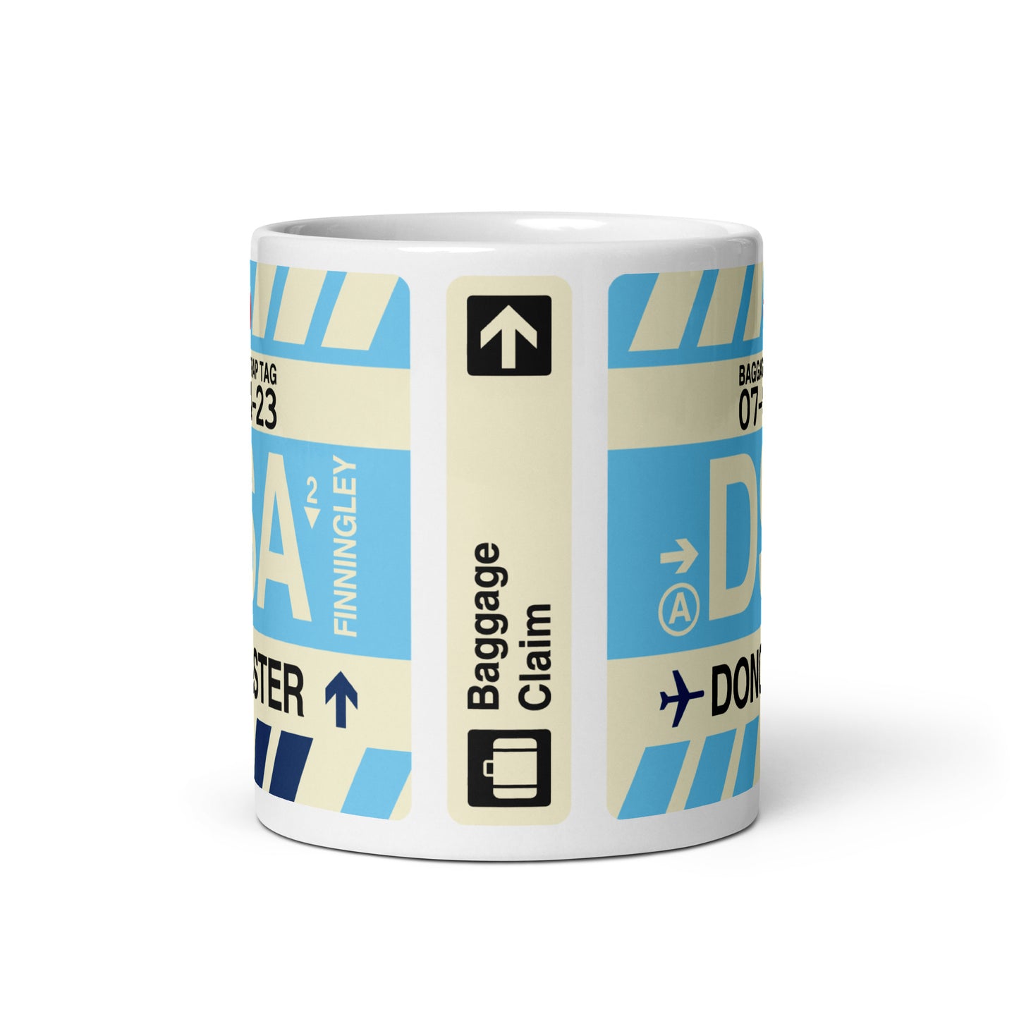 DSA Doncaster Coffee Mug • Jet Age Baggage Tag Design • YHM Designs - Image 03