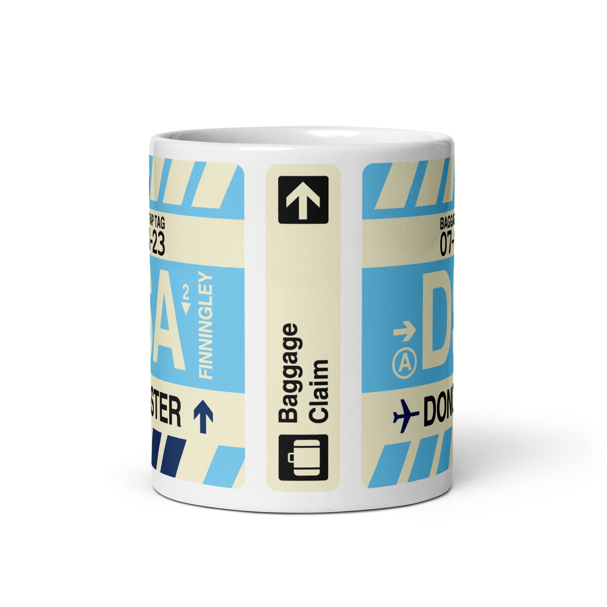 DSA Doncaster Coffee Mug • Jet Age Baggage Tag Design • YHM Designs - Image 03