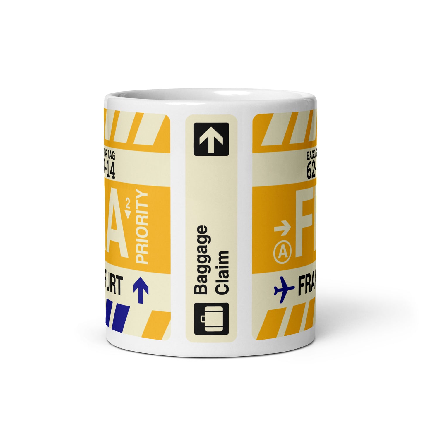 FRA Frankfurt Coffee Mug • Jet Age Baggage Tag Design • YHM Designs - Image 03