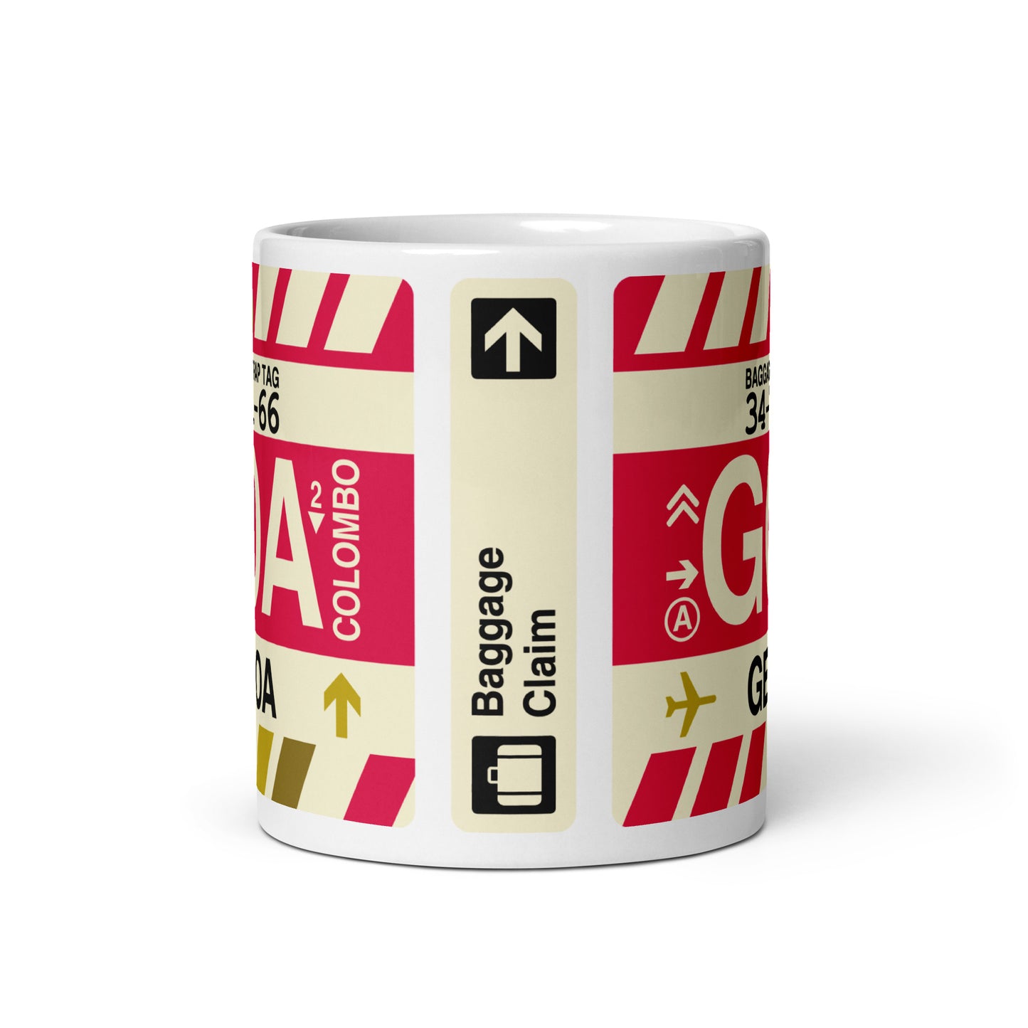GOA Genoa Coffee Mug • Jet Age Baggage Tag Design • YHM Designs - Image 03