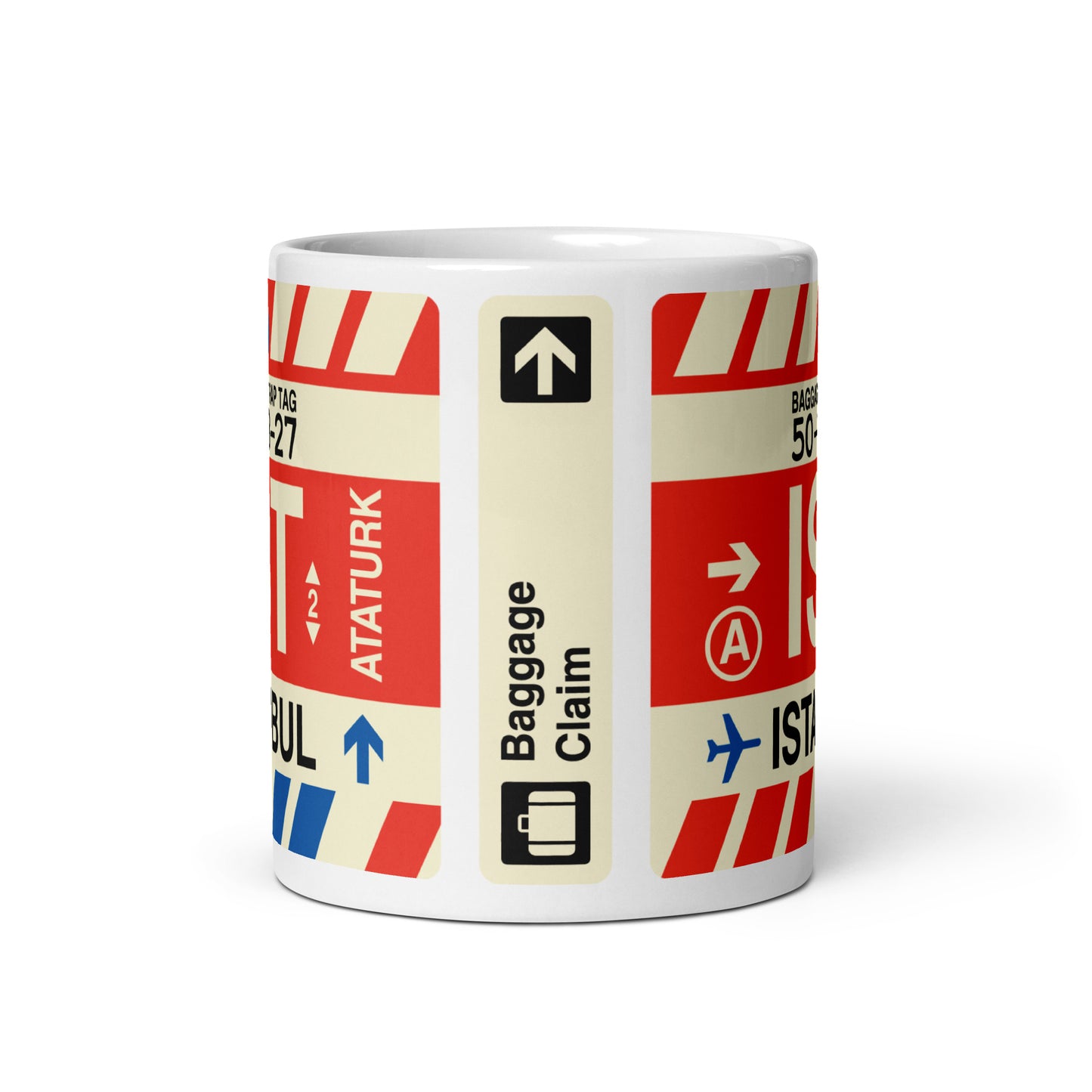 IST Istanbul Coffee Mug • Jet Age Baggage Tag Design • YHM Designs - Image 03