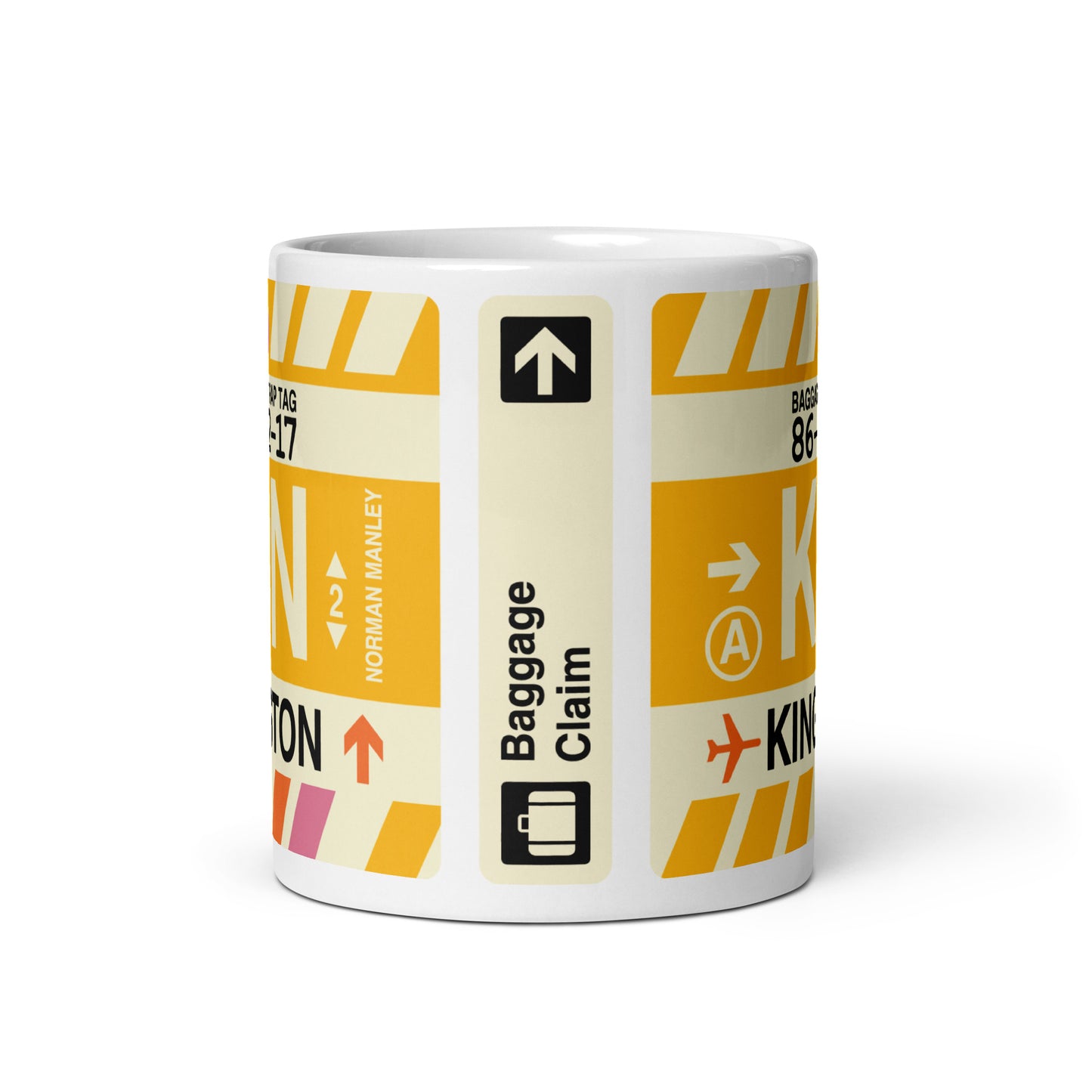 KIN Kingston Coffee Mug • Jet Age Baggage Tag Design • YHM Designs - Image 03