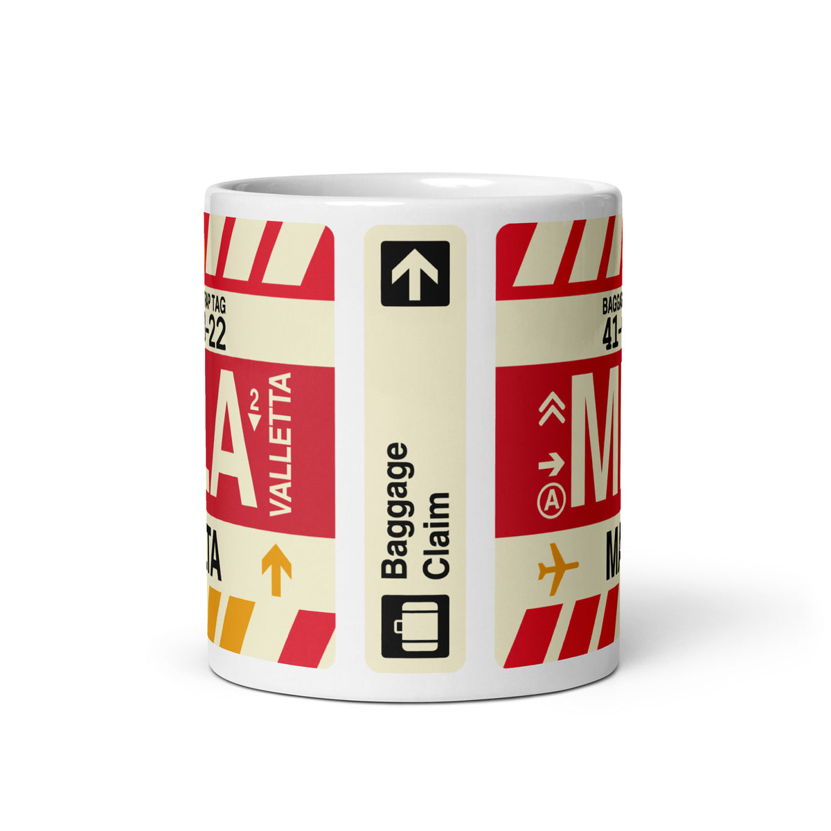 MLA Valletta Coffee Mug • Jet Age Baggage Tag Design • YHM Designs - Image 03