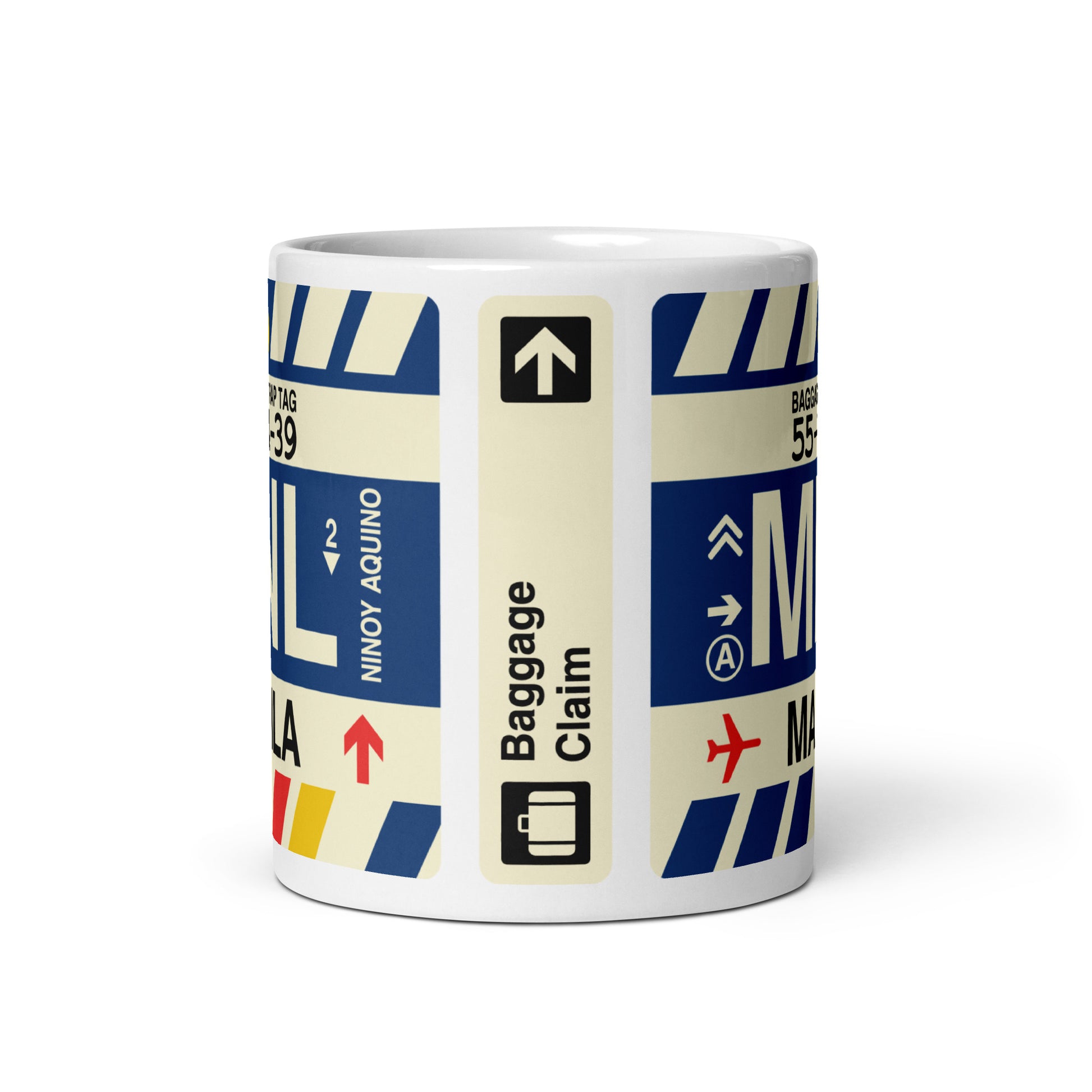 MNL Manila Coffee Mug • Jet Age Baggage Tag Design • YHM Designs - Image 03