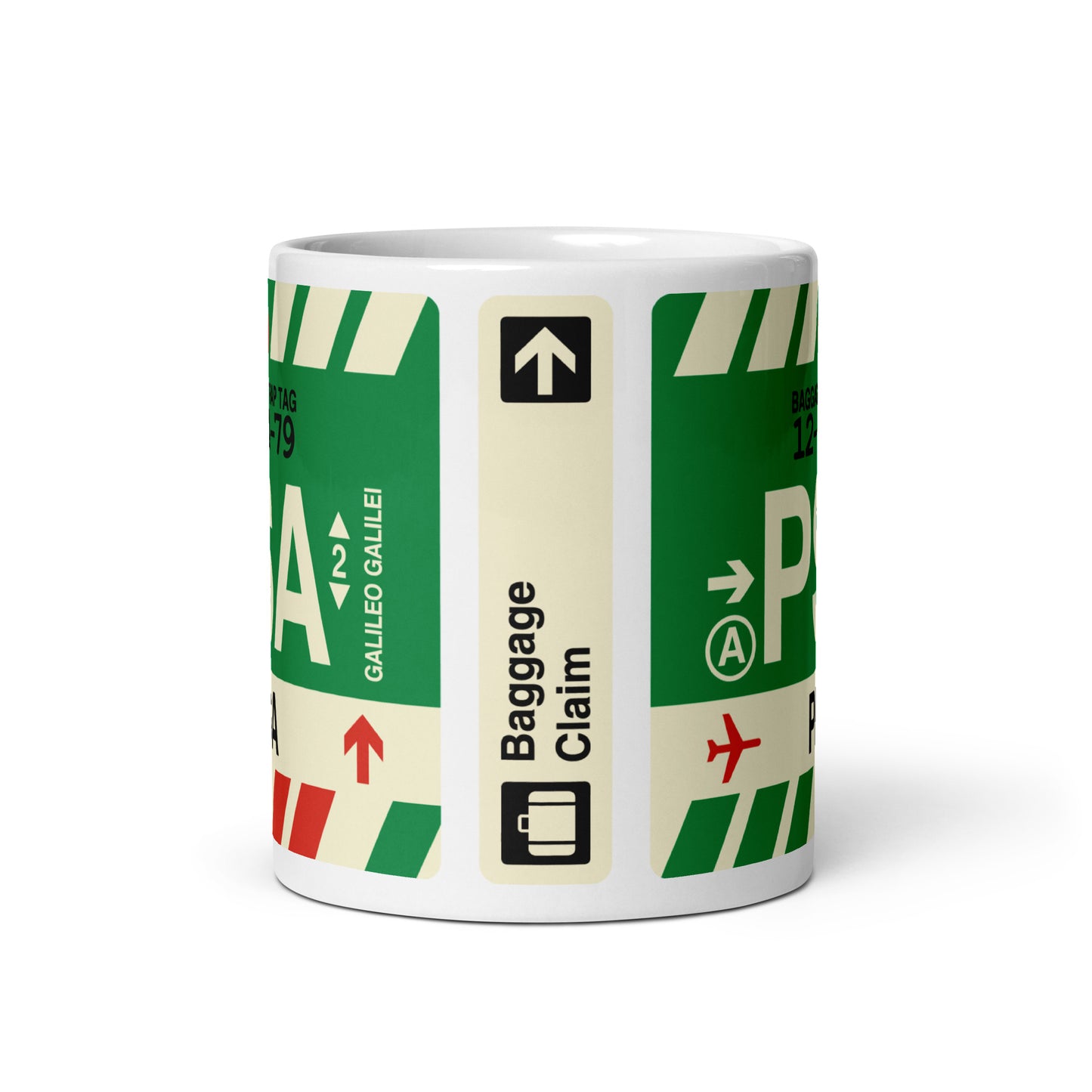 PSA Pisa Coffee Mug • Jet Age Baggage Tag Design • YHM Designs - Image 03