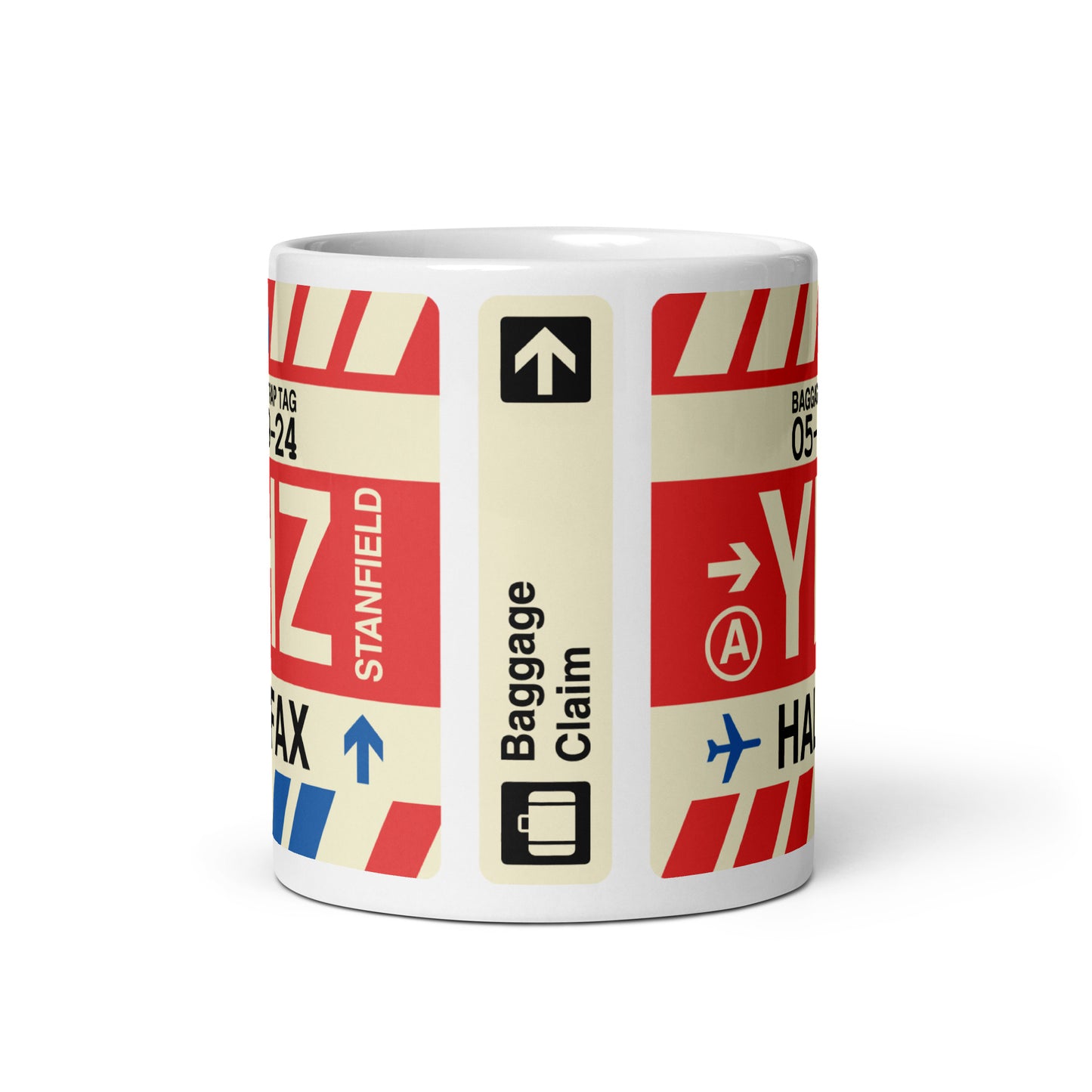 YHZ Halifax Coffee Mug • Jet Age Baggage Tag Design • YHM Designs - Image 03