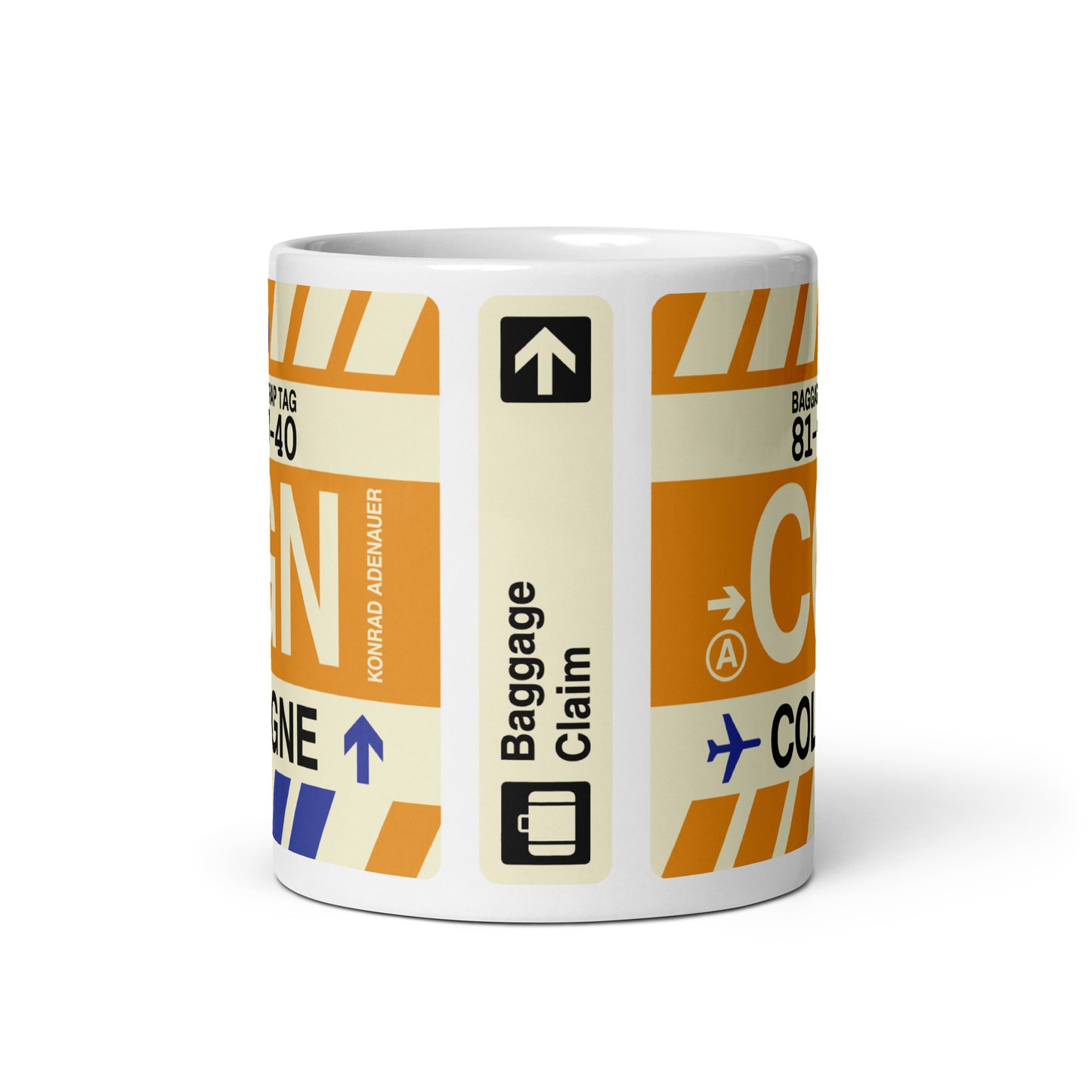 CGN Cologne-Bonn Coffee Mug • Jet Age Baggage Tag Design • YHM Designs - Image 03