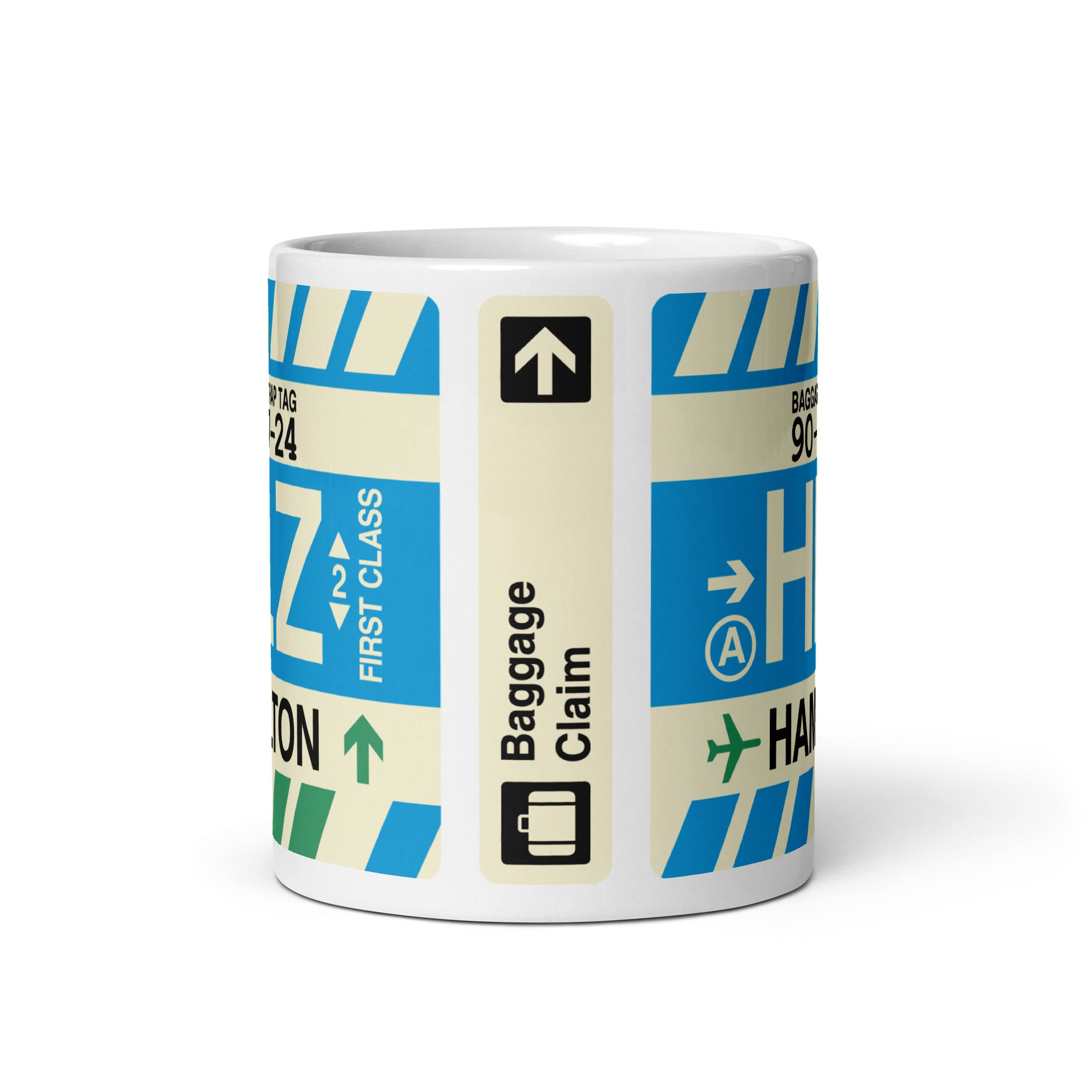 HLZ Hamilton Coffee Mug • Jet Age Baggage Tag Design • YHM Designs - Image 03