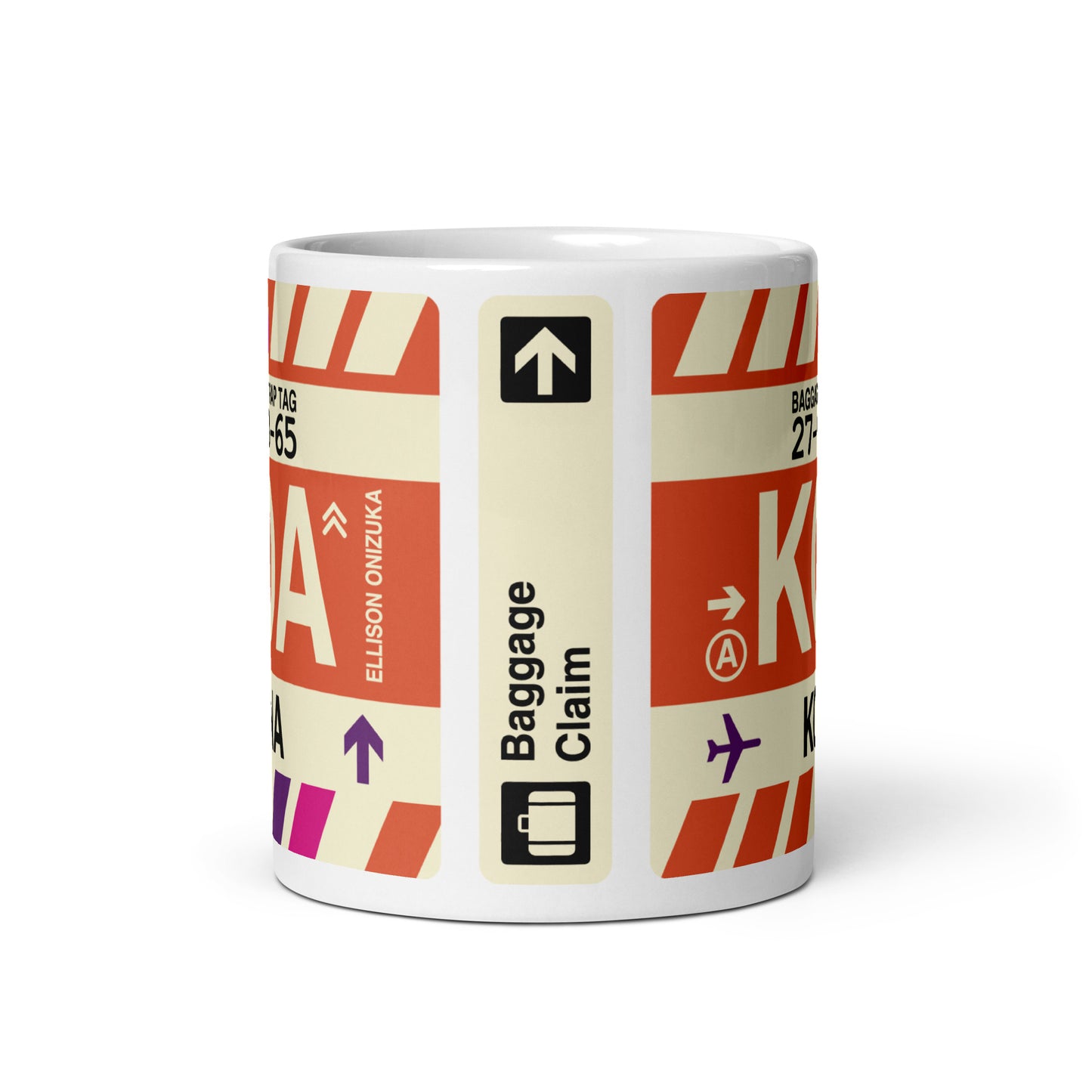 KOA Kona Coffee Mug • Jet Age Baggage Tag Design • YHM Designs - Image 03