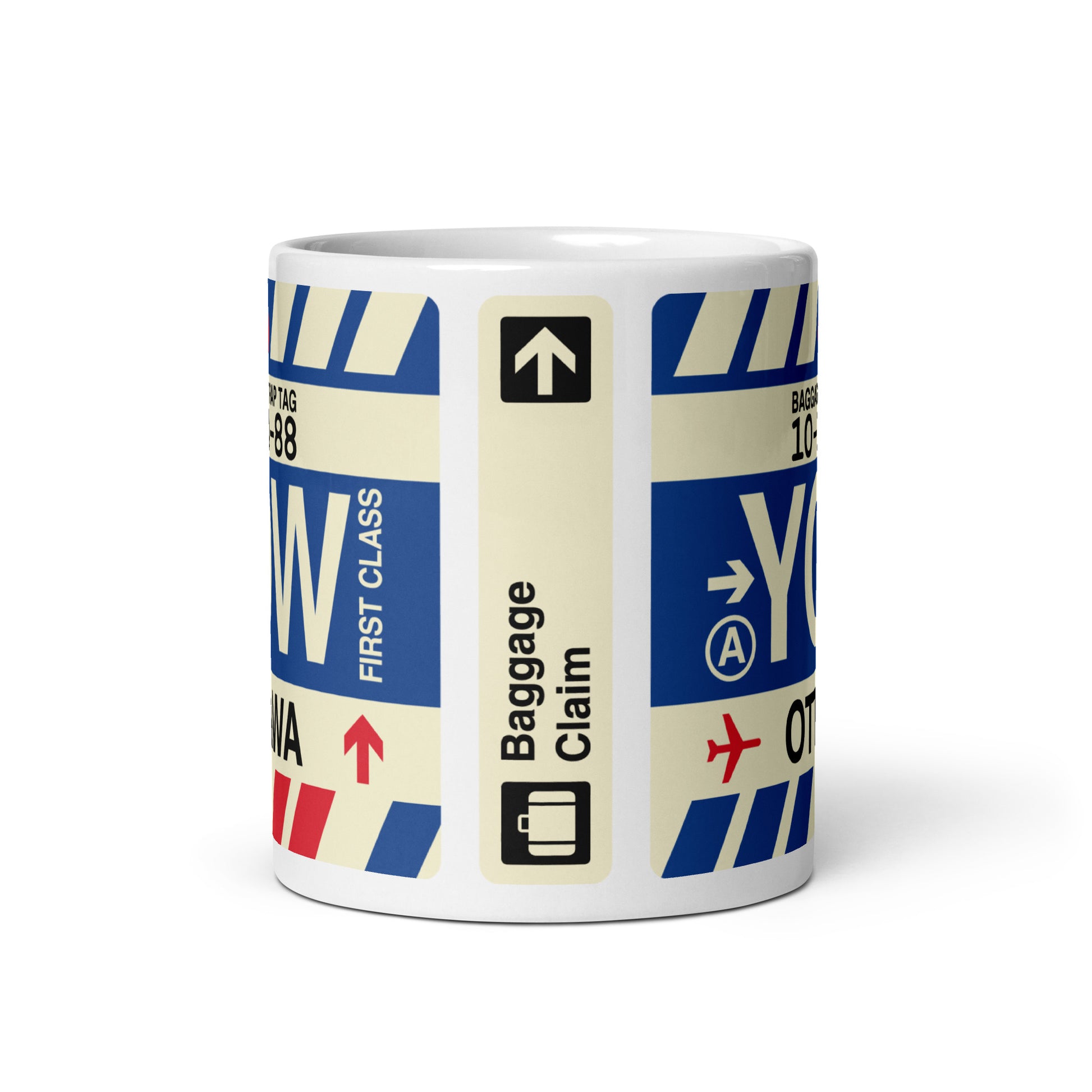 YOW Ottawa Coffee Mug • Jet Age Baggage Tag Design • YHM Designs - Image 03