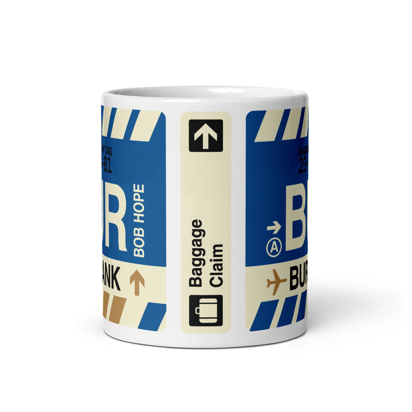 BUR Burbank Coffee Mug • Jet Age Baggage Tag Design • YHM Designs - Image 03