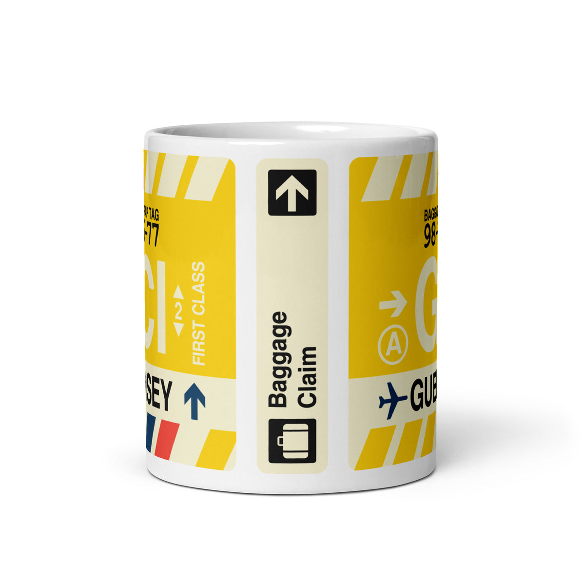 GCI Guernsey Coffee Mug • Jet Age Baggage Tag Design • YHM Designs - Image 03