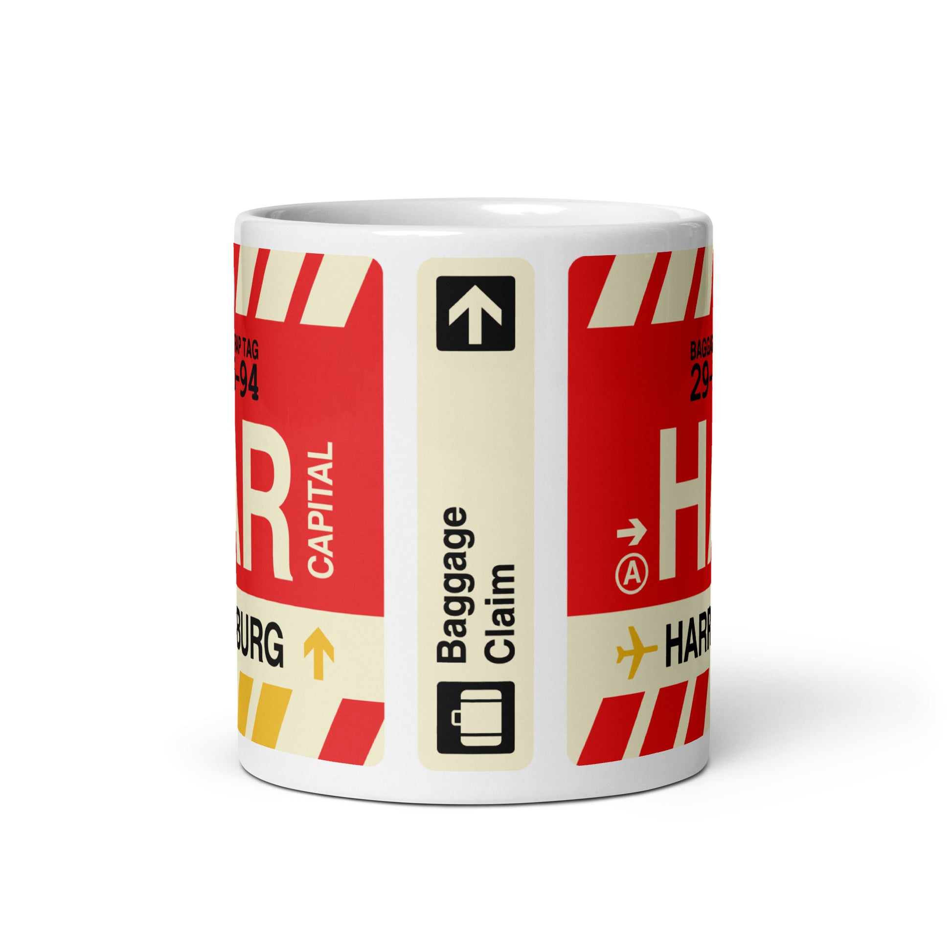 HAR Harrisburg Coffee Mug • Jet Age Baggage Tag Design • YHM Designs - Image 03