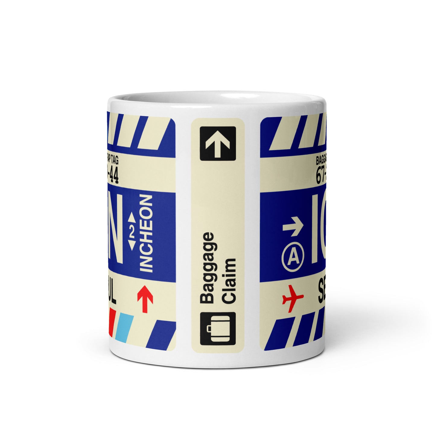ICN Seoul Coffee Mug • Jet Age Baggage Tag Design • YHM Designs - Image 03