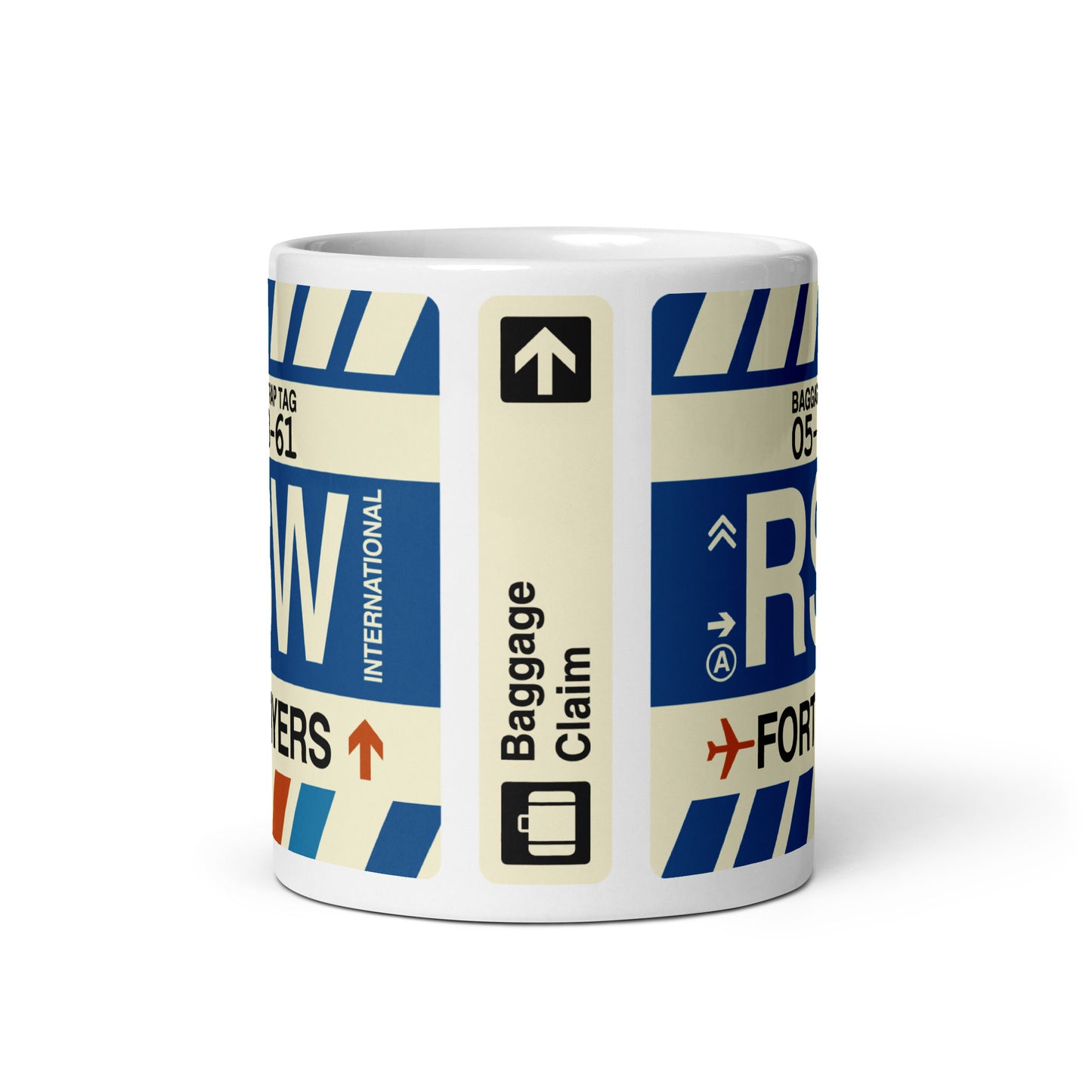 RSW Fort Myers Coffee Mug • Jet Age Baggage Tag Design • YHM Designs - Image 03