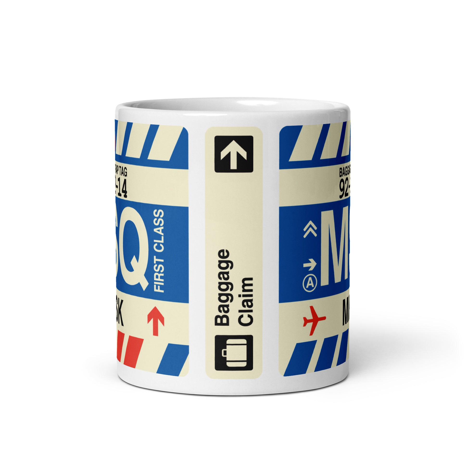 MSQ Minsk Coffee Mug • Jet Age Baggage Tag Design • YHM Designs - Image 03