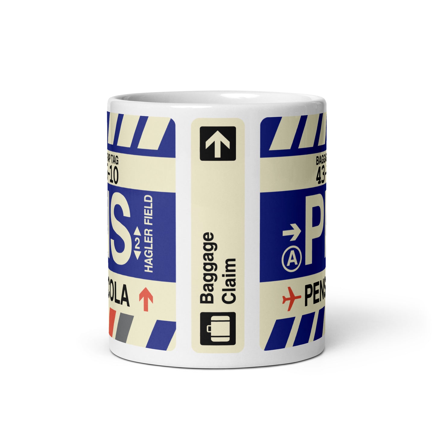 PNS Pensacola Coffee Mug • Jet Age Baggage Tag Design • YHM Designs - Image 03