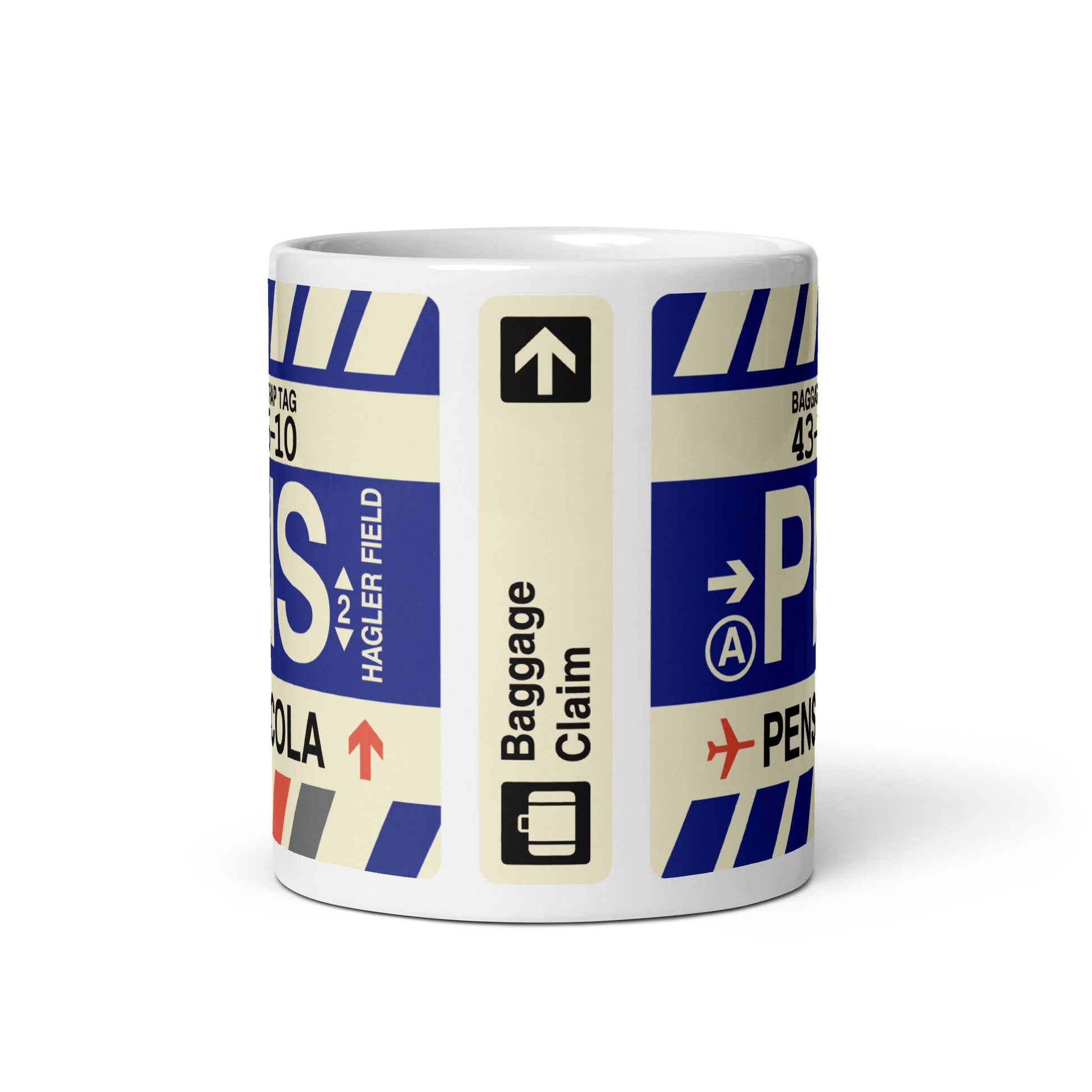 PNS Pensacola Coffee Mug • Jet Age Baggage Tag Design • YHM Designs - Image 03