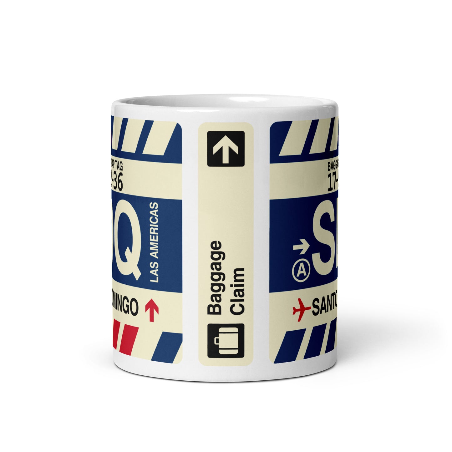 SDQ Santo Domingo Coffee Mug • Jet Age Baggage Tag Design • YHM Designs - Image 03