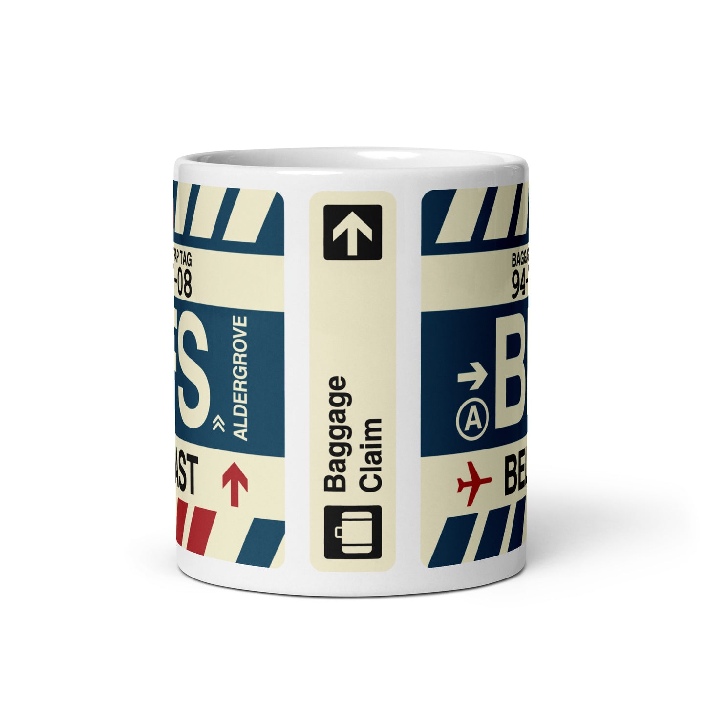 BFS Belfast Coffee Mug • Jet Age Baggage Tag Design • YHM Designs - Image 03