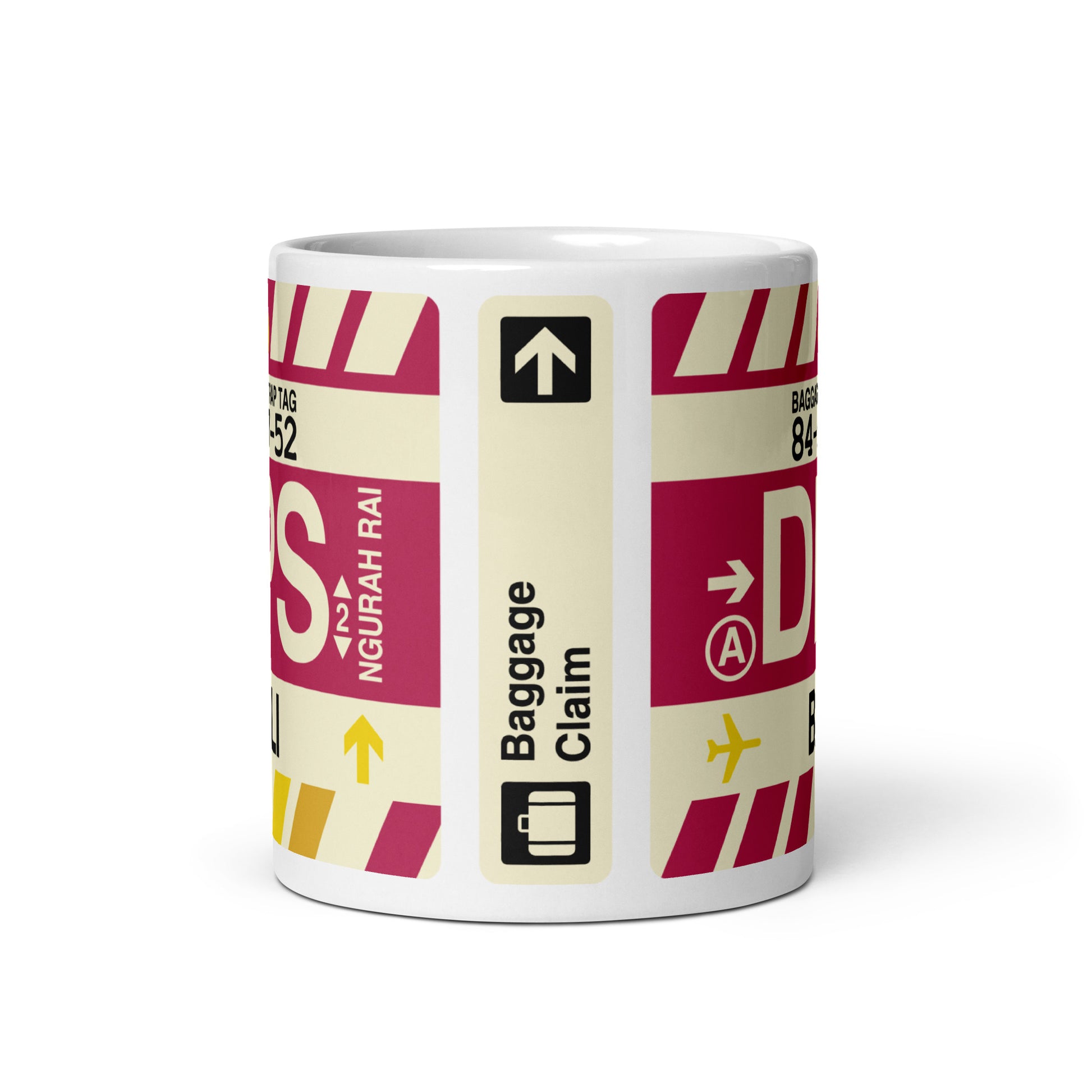 DPS Bali Coffee Mug • Jet Age Baggage Tag Design • YHM Designs - Image 03