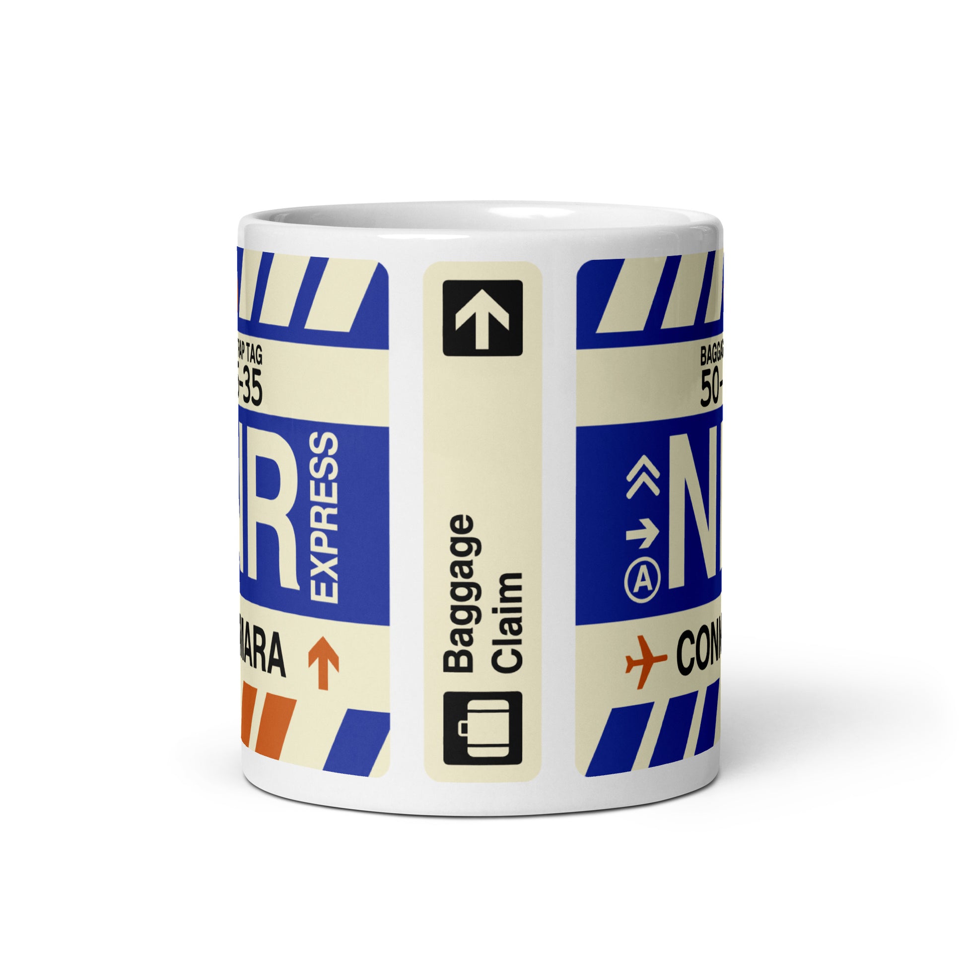 NNR Connemara Coffee Mug • Jet Age Baggage Tag Design • YHM Designs - Image 03