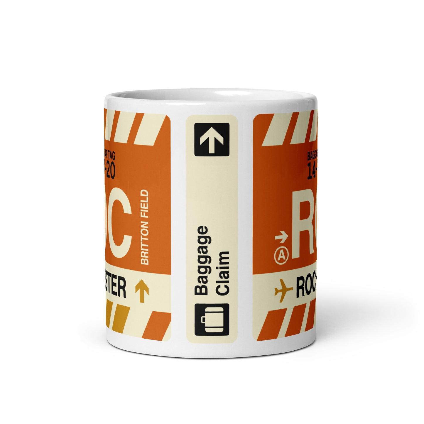 ROC Rochester Coffee Mug • Jet Age Baggage Tag Design • YHM Designs - Image 03