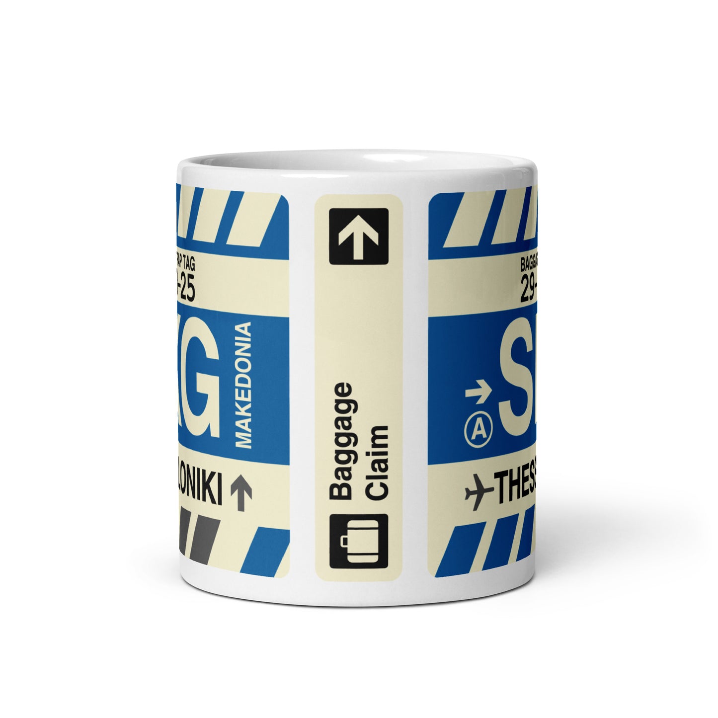 SKG Thessaloniki Coffee Mug • Jet Age Baggage Tag Design • YHM Designs - Image 03
