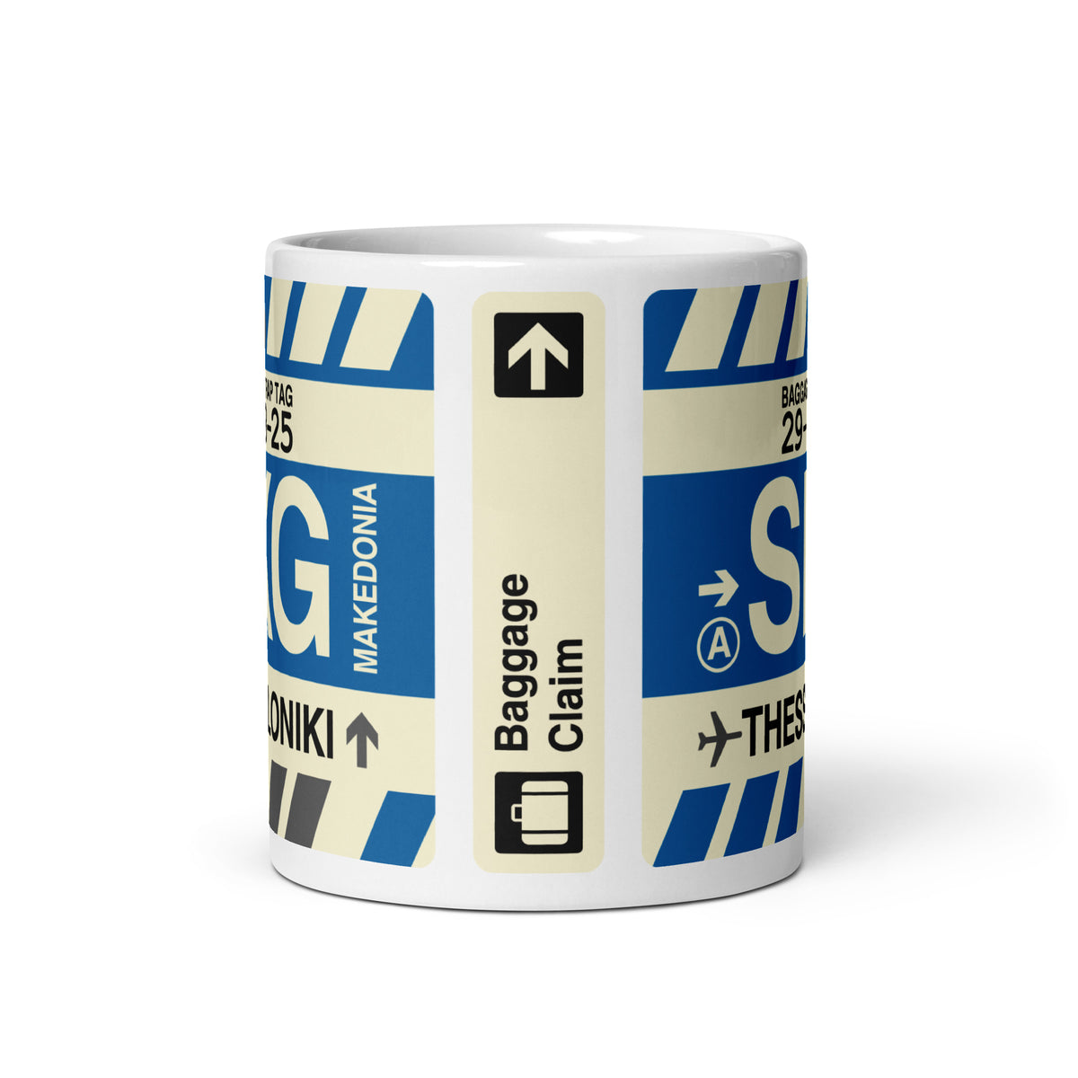 SKG Thessaloniki Coffee Mug • Jet Age Baggage Tag Design • YHM Designs - Image 03