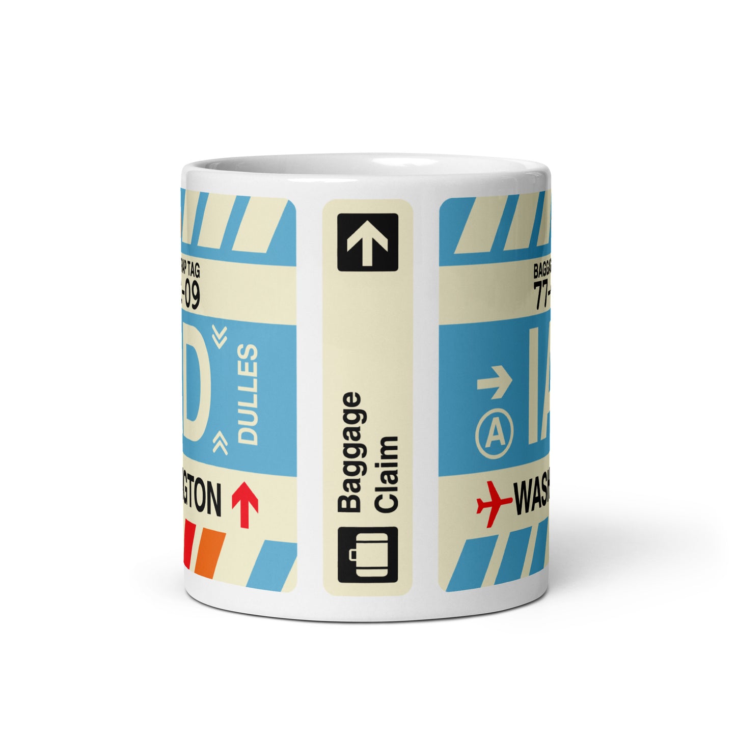 IAD Washington Coffee Mug • Jet Age Baggage Tag Design • YHM Designs - Image 03