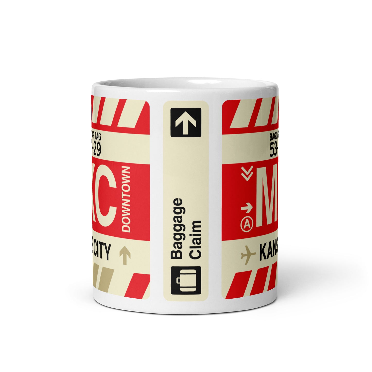 MKC Kansas City Coffee Mug • Jet Age Baggage Tag Design • YHM Designs - Image 03