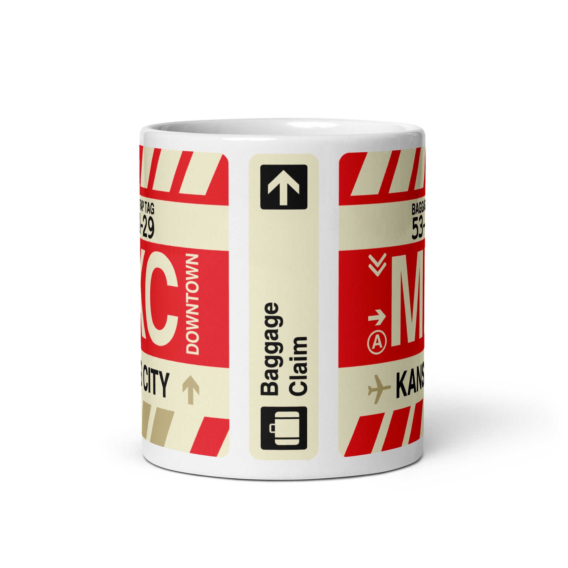 MKC Kansas City Coffee Mug • Jet Age Baggage Tag Design • YHM Designs - Image 03