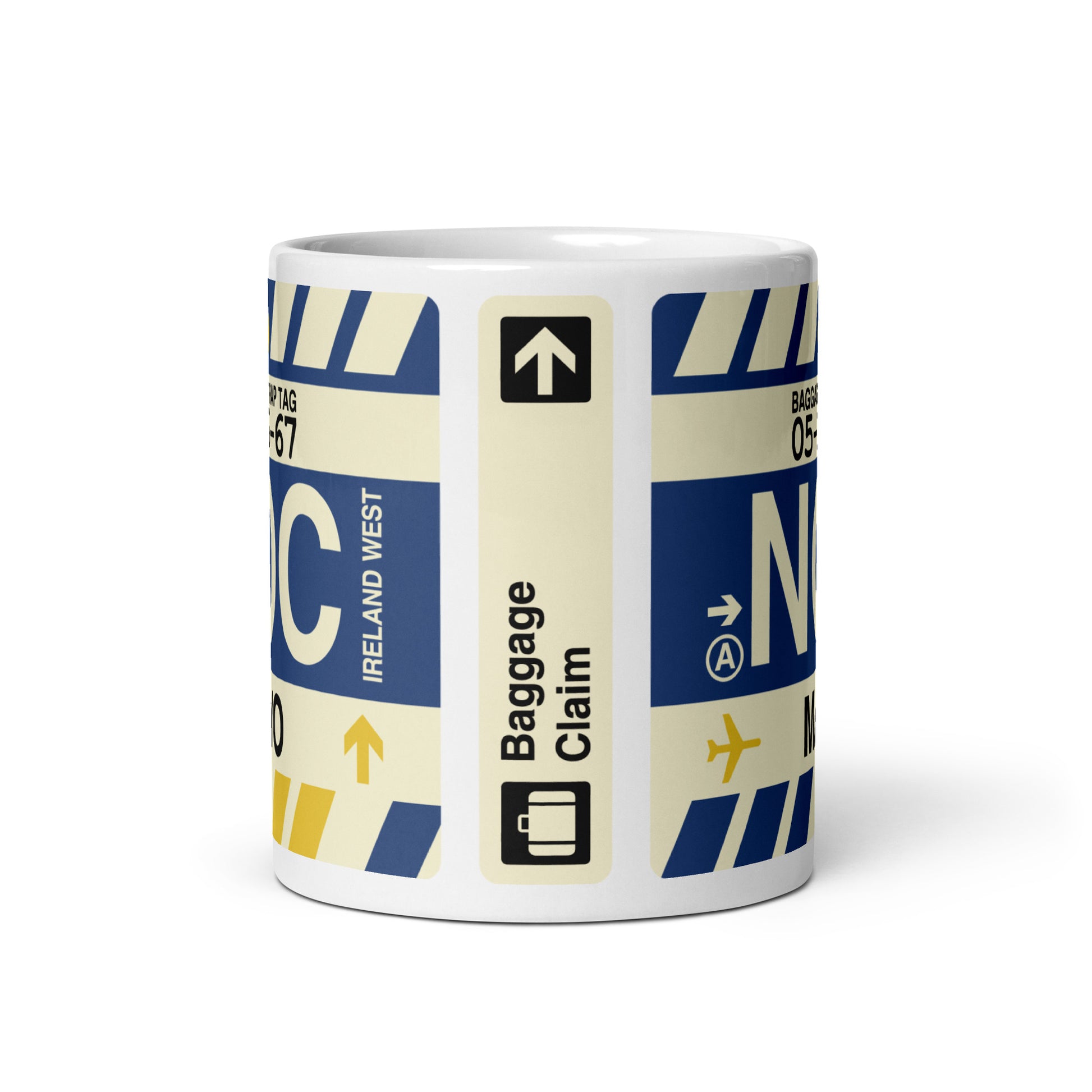 NOC Mayo Coffee Mug • Jet Age Baggage Tag Design • YHM Designs - Image 03