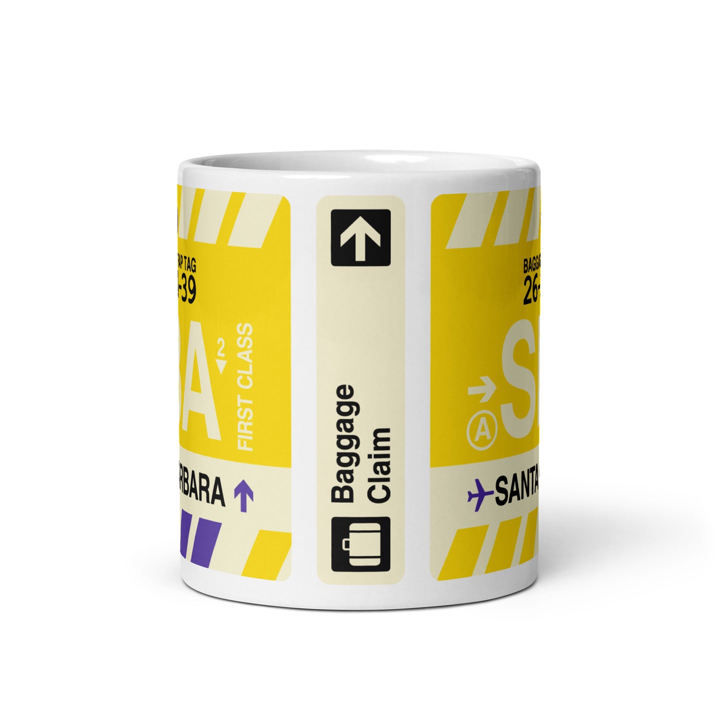 SBA Santa Barbara Coffee Mug • Jet Age Baggage Tag Design • YHM Designs - Image 03