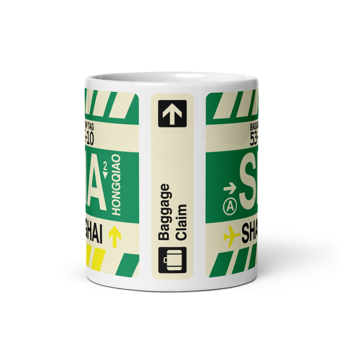 SHA Shanghai Coffee Mug • Jet Age Baggage Tag Design • YHM Designs - Image 03