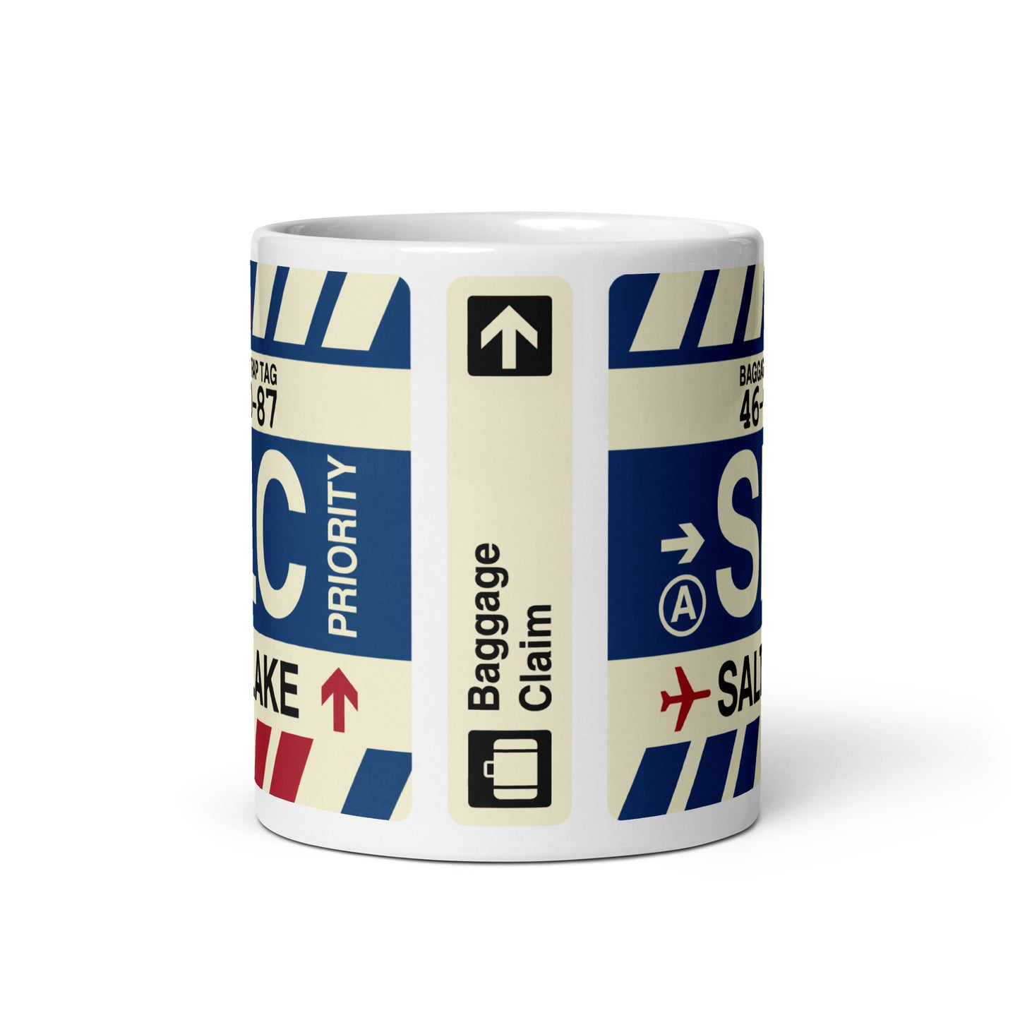 SLC Salt Lake City Coffee Mug • Jet Age Baggage Tag Design • YHM Designs - Image 03