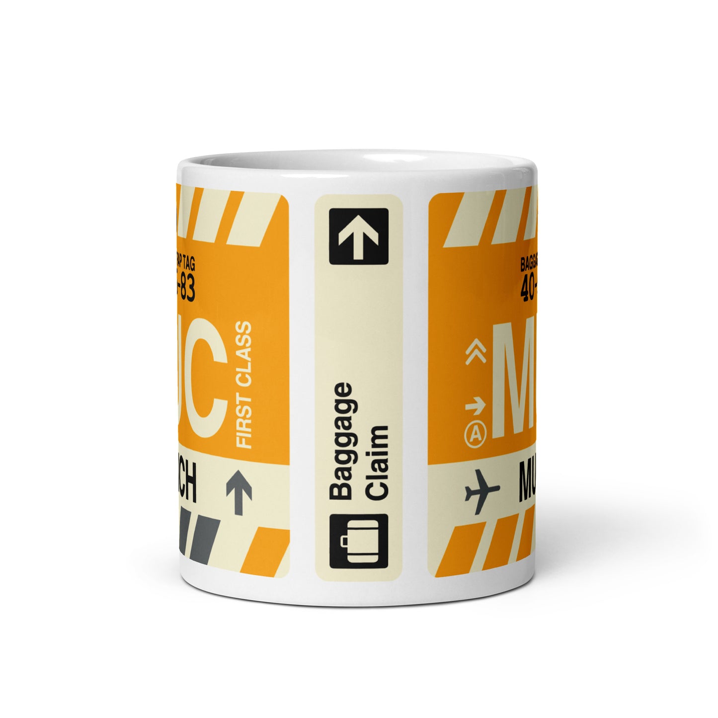 MUC Munich Coffee Mug • Jet Age Baggage Tag Design • YHM Designs - Image 03