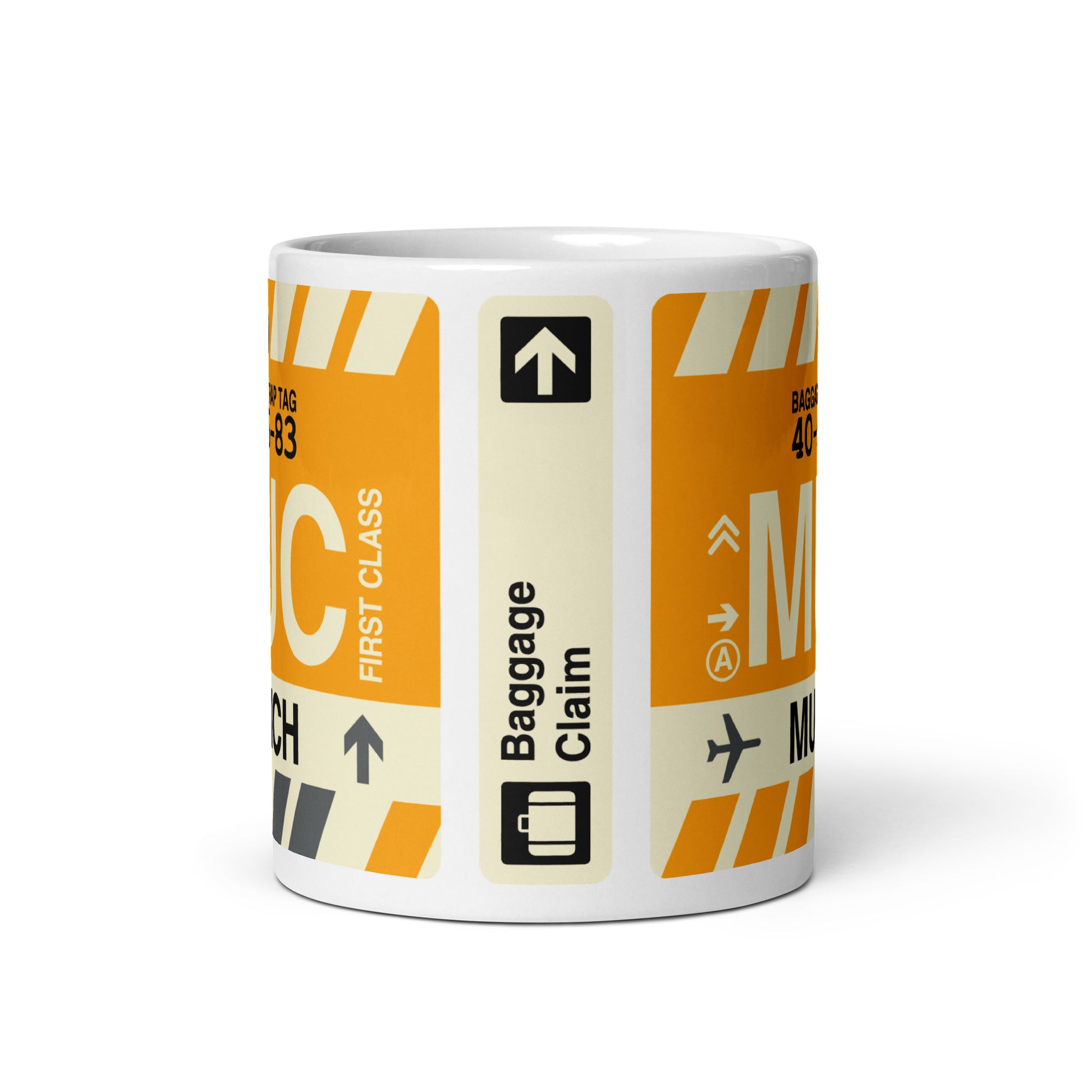 MUC Munich Coffee Mug • Jet Age Baggage Tag Design • YHM Designs - Image 03