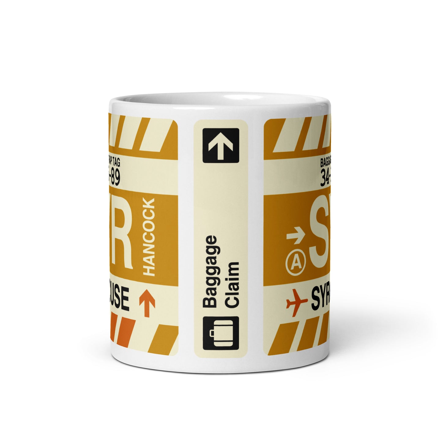 SYR Syracuse Coffee Mug • Jet Age Baggage Tag Design • YHM Designs - Image 03