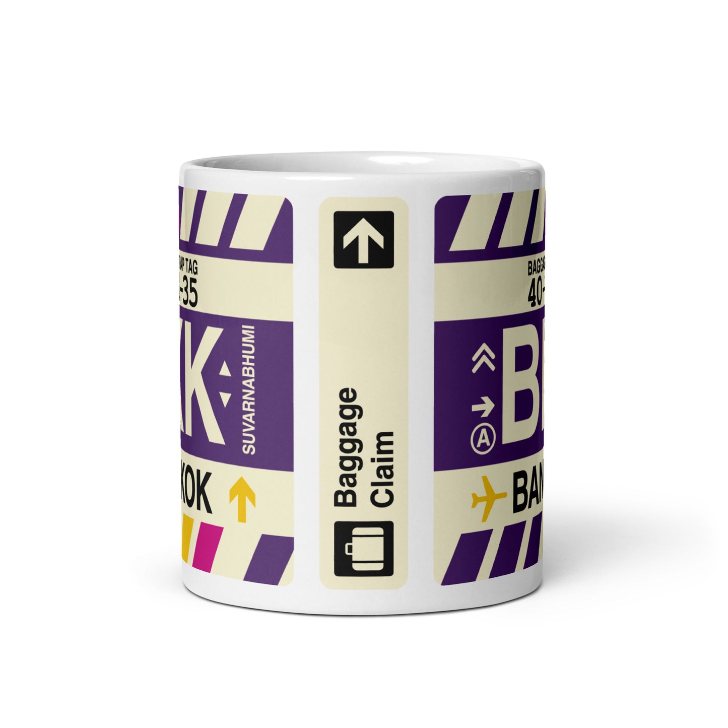 BKK Bangkok Coffee Mug • Jet Age Baggage Tag Design • YHM Designs - Image 03