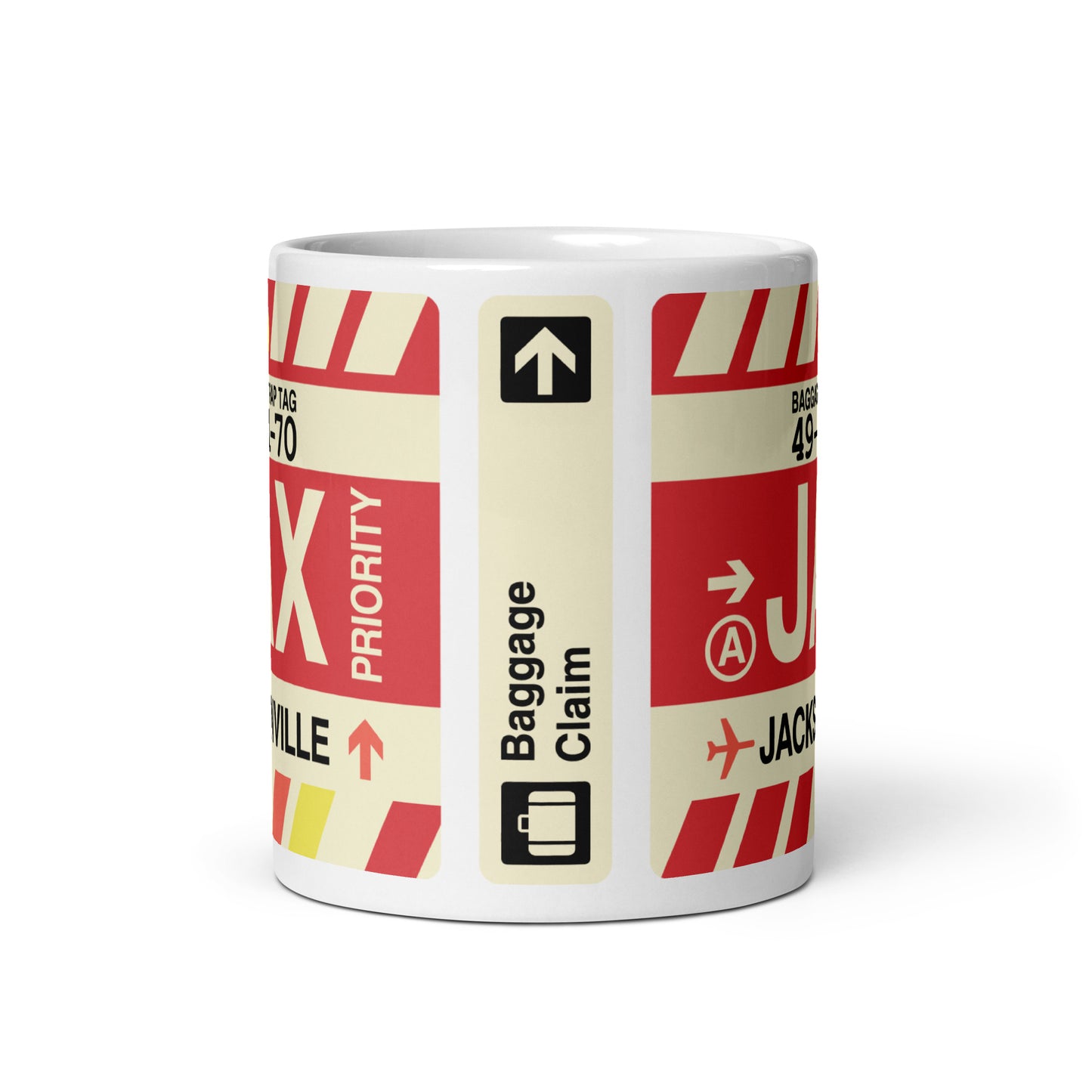 JAX Jacksonville Coffee Mug • Jet Age Baggage Tag Design • YHM Designs - Image 03