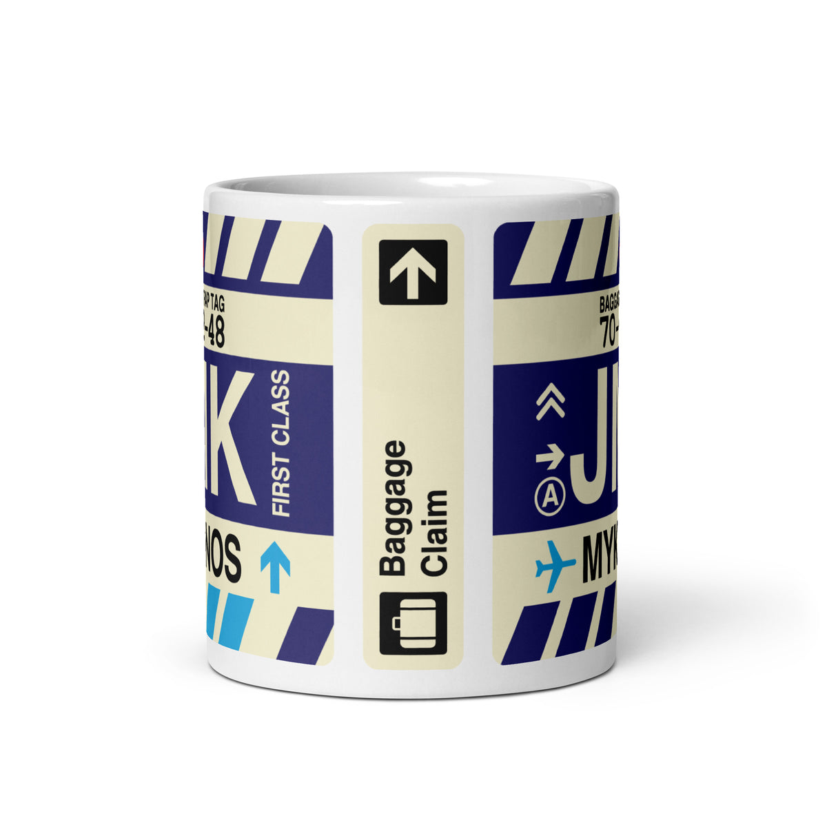 JMK Mykonos Coffee Mug • Jet Age Baggage Tag Design • YHM Designs - Image 03