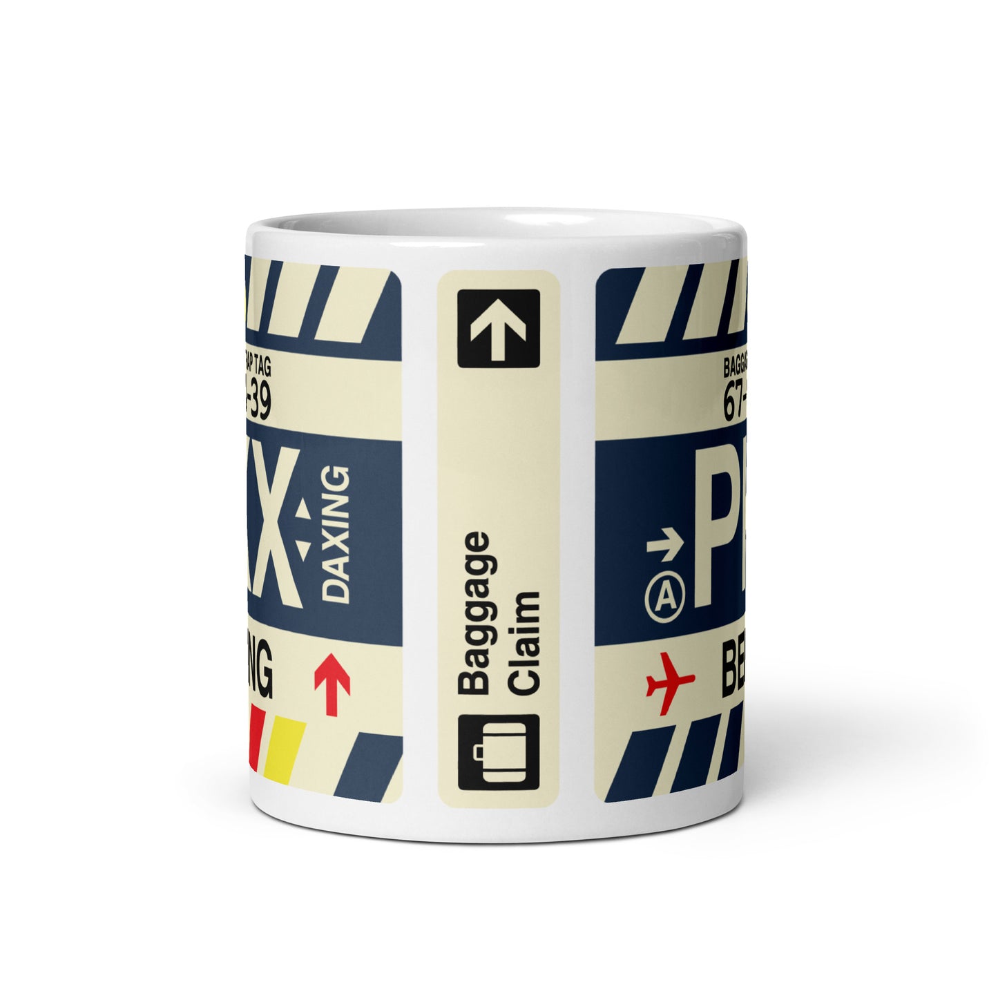 PKX Beijing Coffee Mug • Jet Age Baggage Tag Design • YHM Designs - Image 03