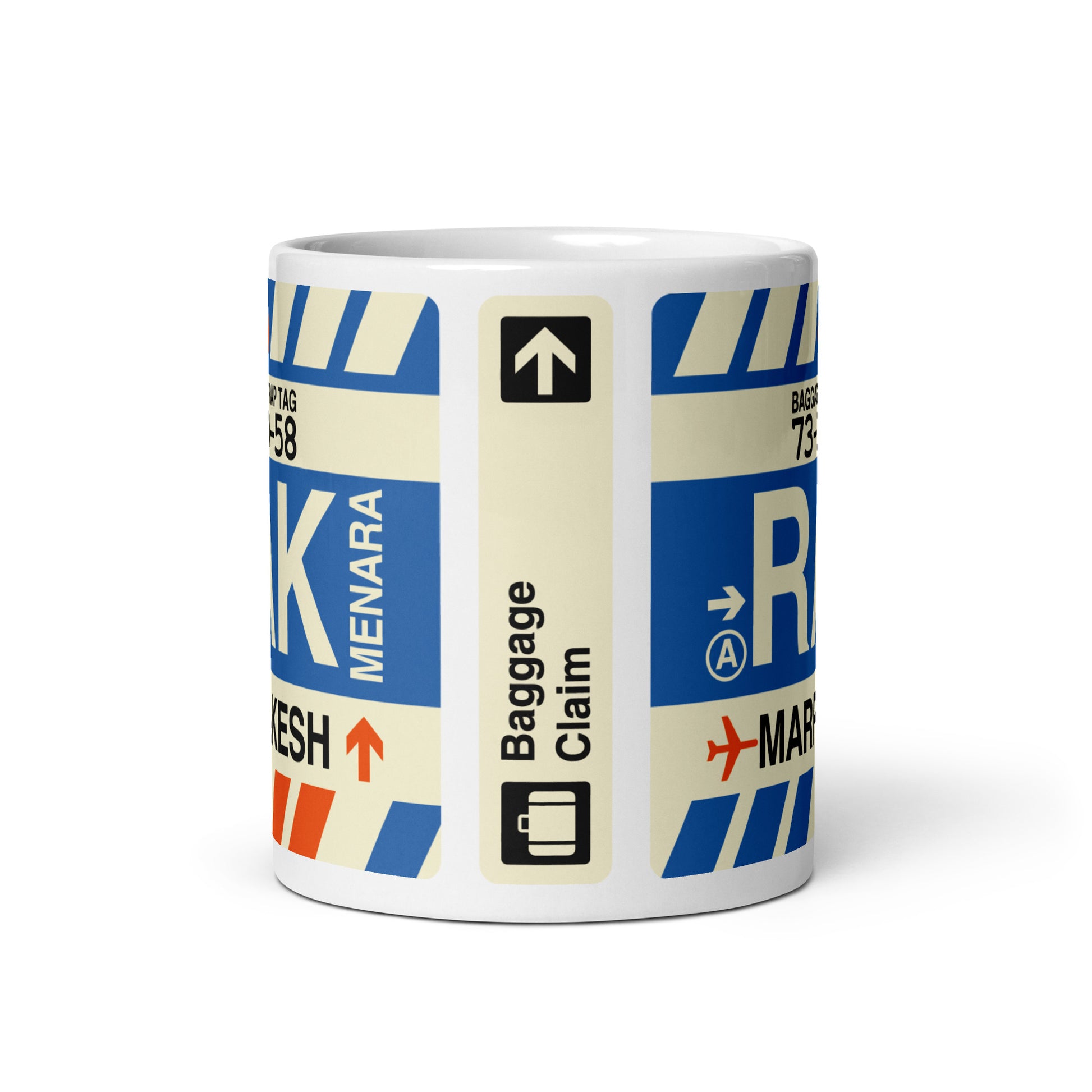 RAK Marrakesh Coffee Mug • Jet Age Baggage Tag Design • YHM Designs - Image 03