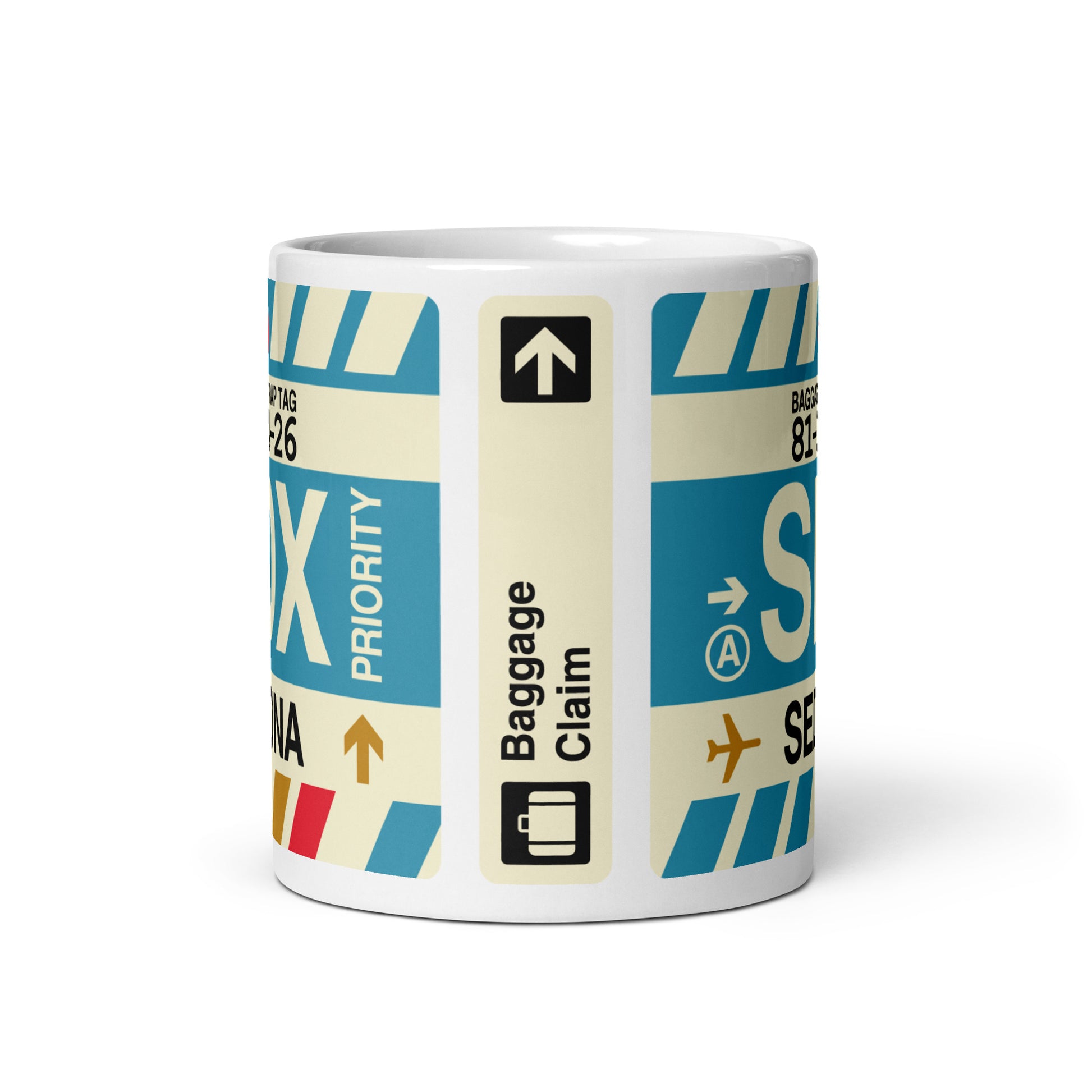 SDX Sedona Coffee Mug • Jet Age Baggage Tag Design • YHM Designs - Image 03