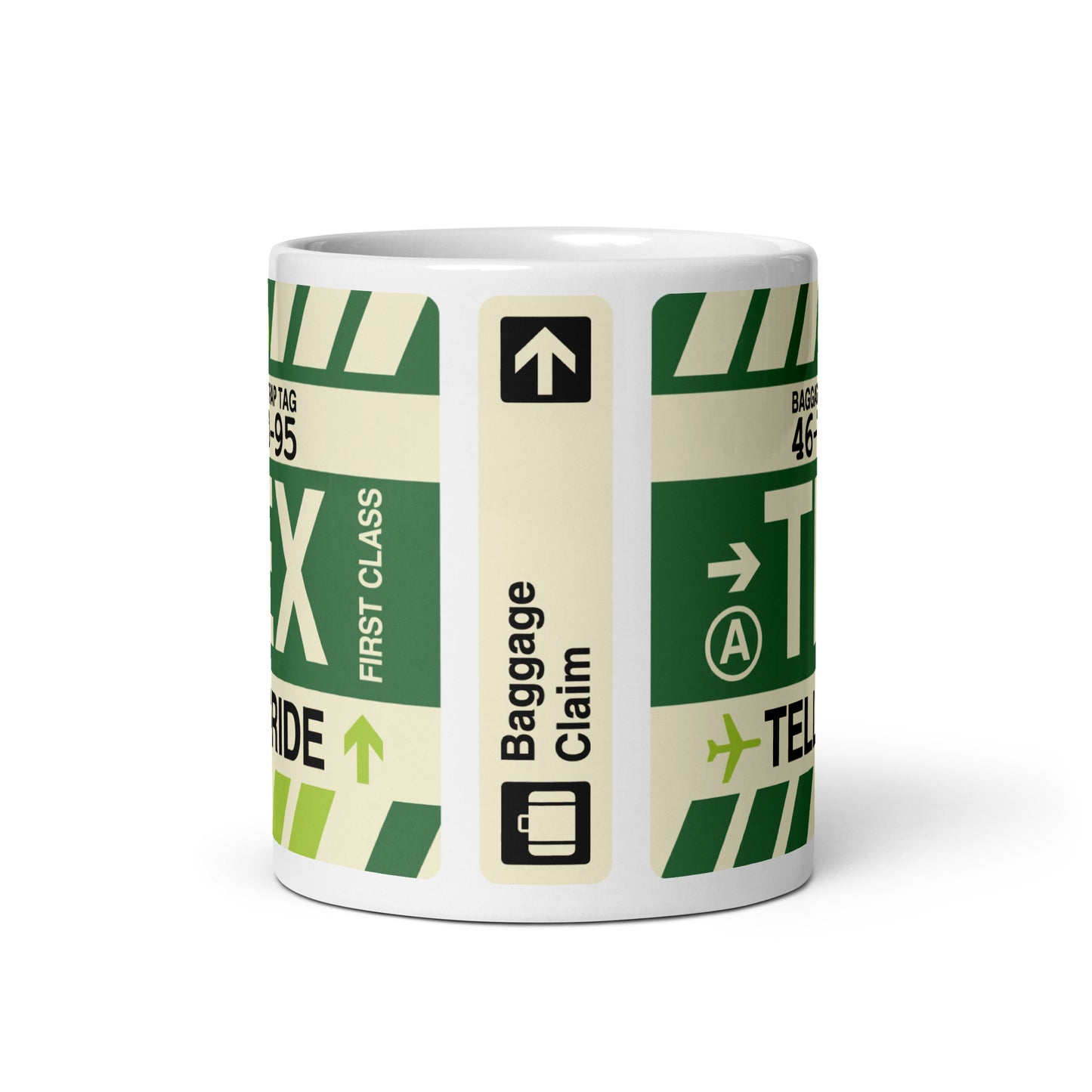 TEX Telluride Coffee Mug • Jet Age Baggage Tag Design • YHM Designs - Image 03