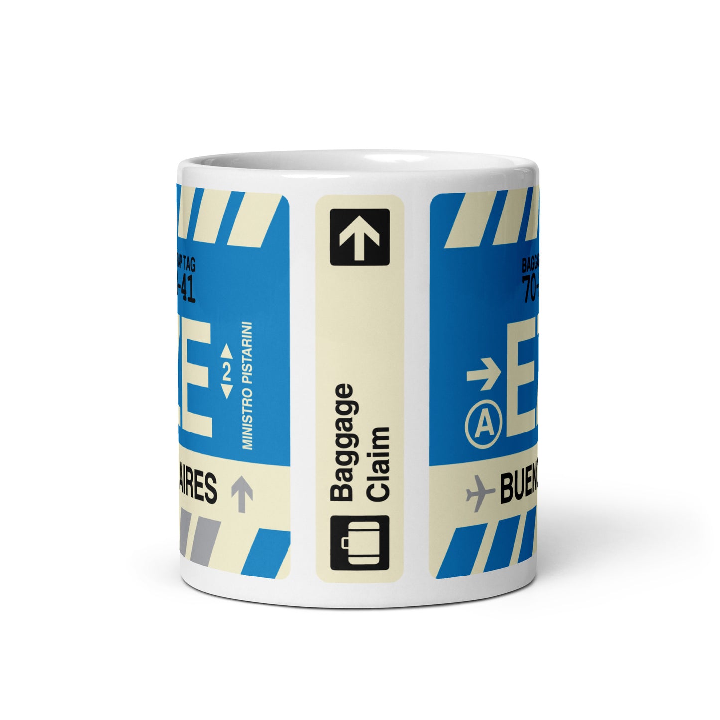 EZE Buenos Aires Coffee Mug • Jet Age Baggage Tag Design • YHM Designs - Image 03