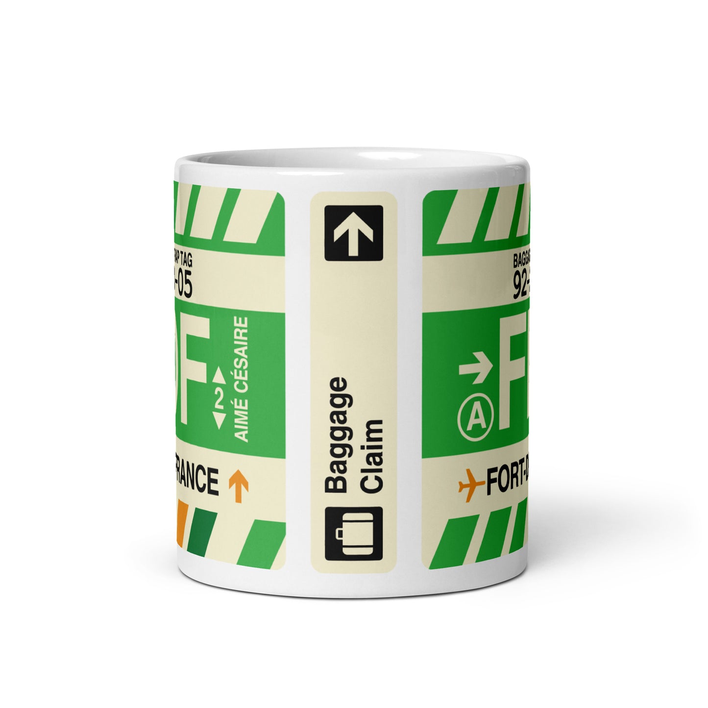 FDF Fort-de-France Coffee Mug • Jet Age Baggage Tag Design • YHM Designs - Image 03