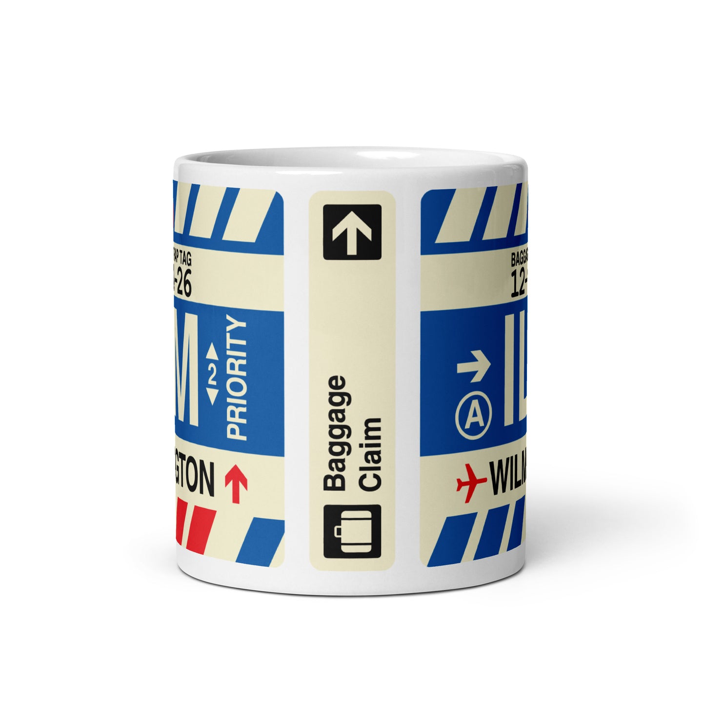 ILM Wilmington Coffee Mug • Jet Age Baggage Tag Design • YHM Designs - Image 03