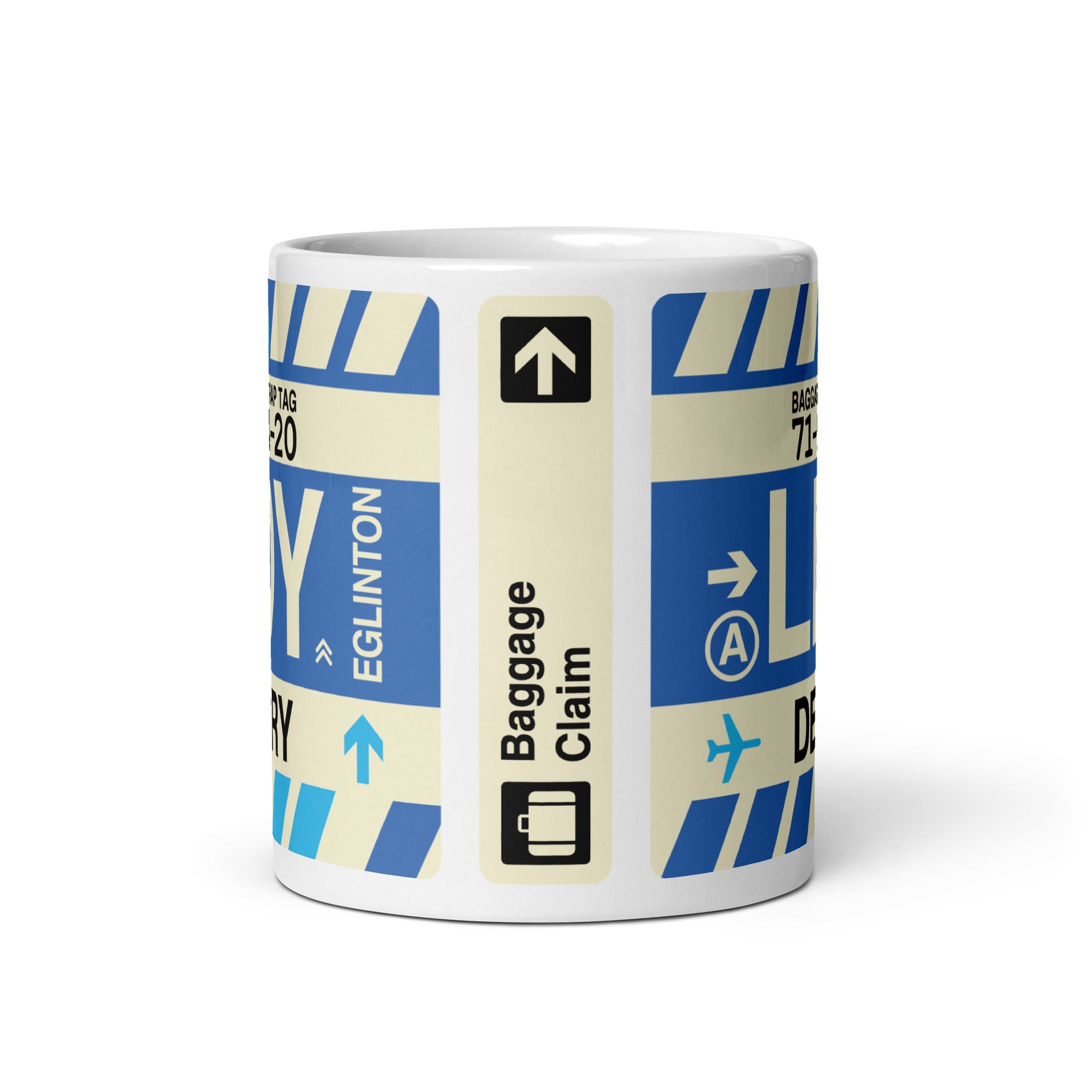 LDY Derry Coffee Mug • Jet Age Baggage Tag Design • YHM Designs - Image 03